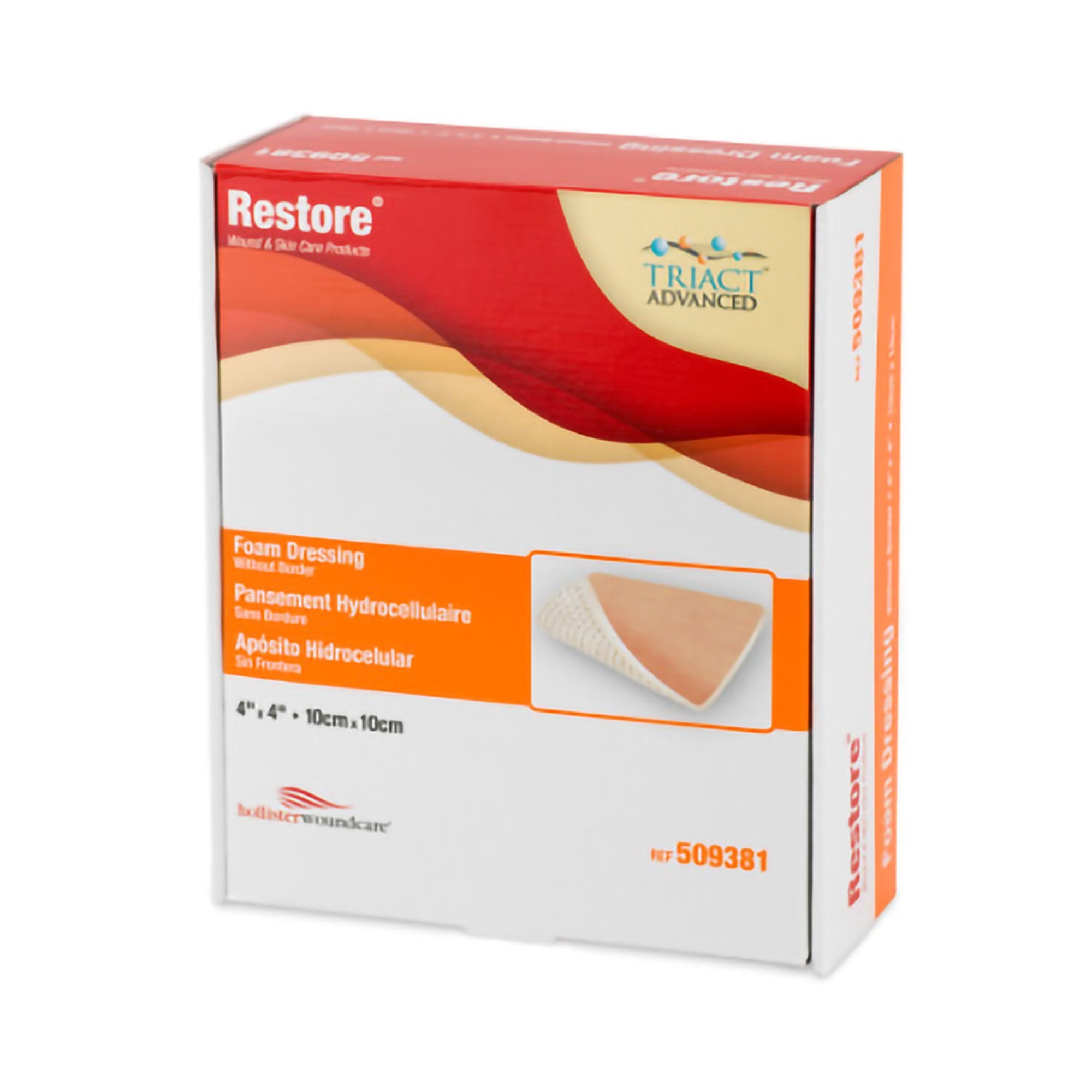 Foam Dressing Restore™ 4 X 4 Inch Without Border Film Backing Nonadhesive Square Sterile