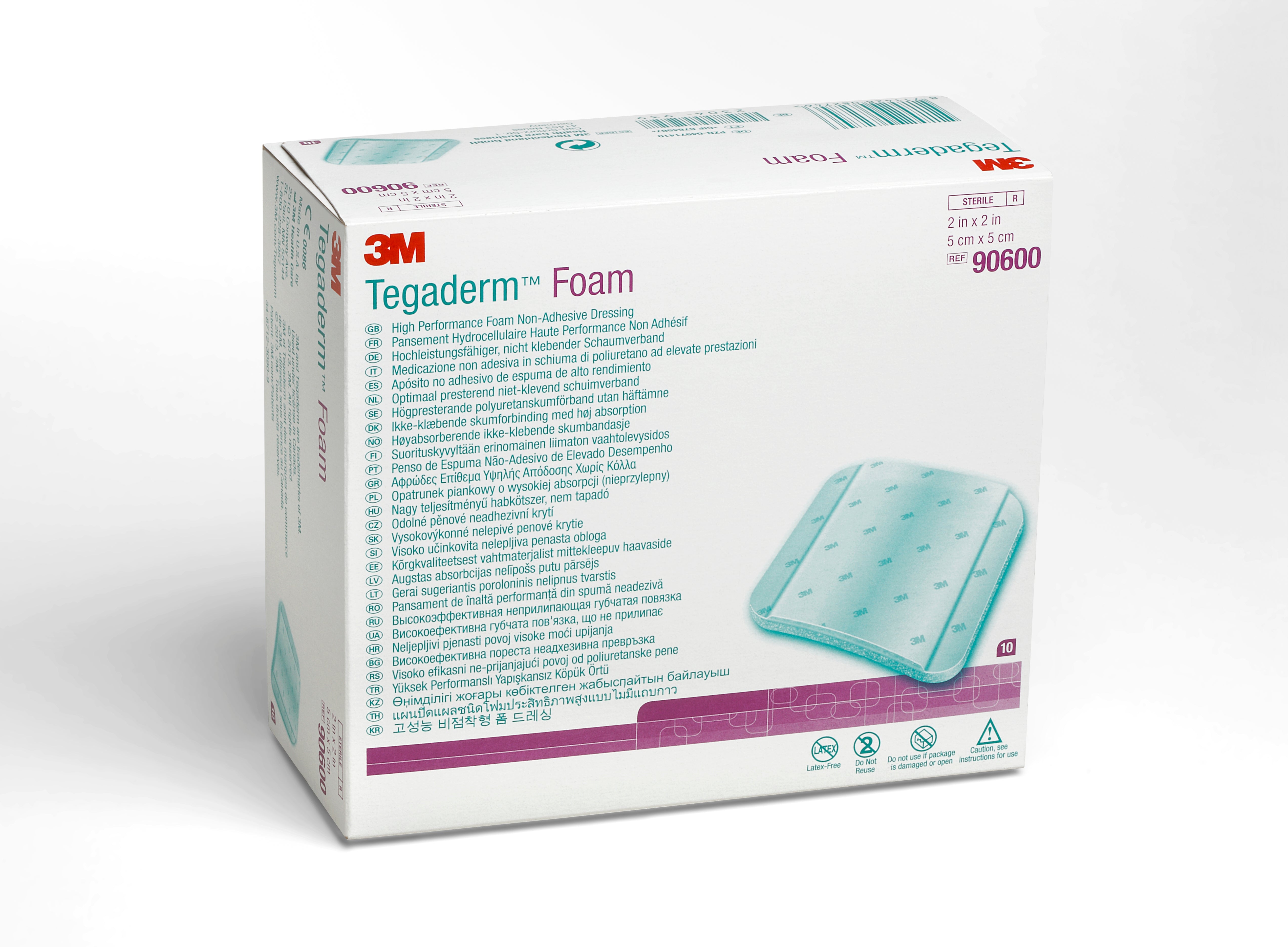 Foam Dressing 3M™ Tegaderm™ High Performance 2 X 2 Inch Without Border Film Backing Nonadhesive Square Sterile
