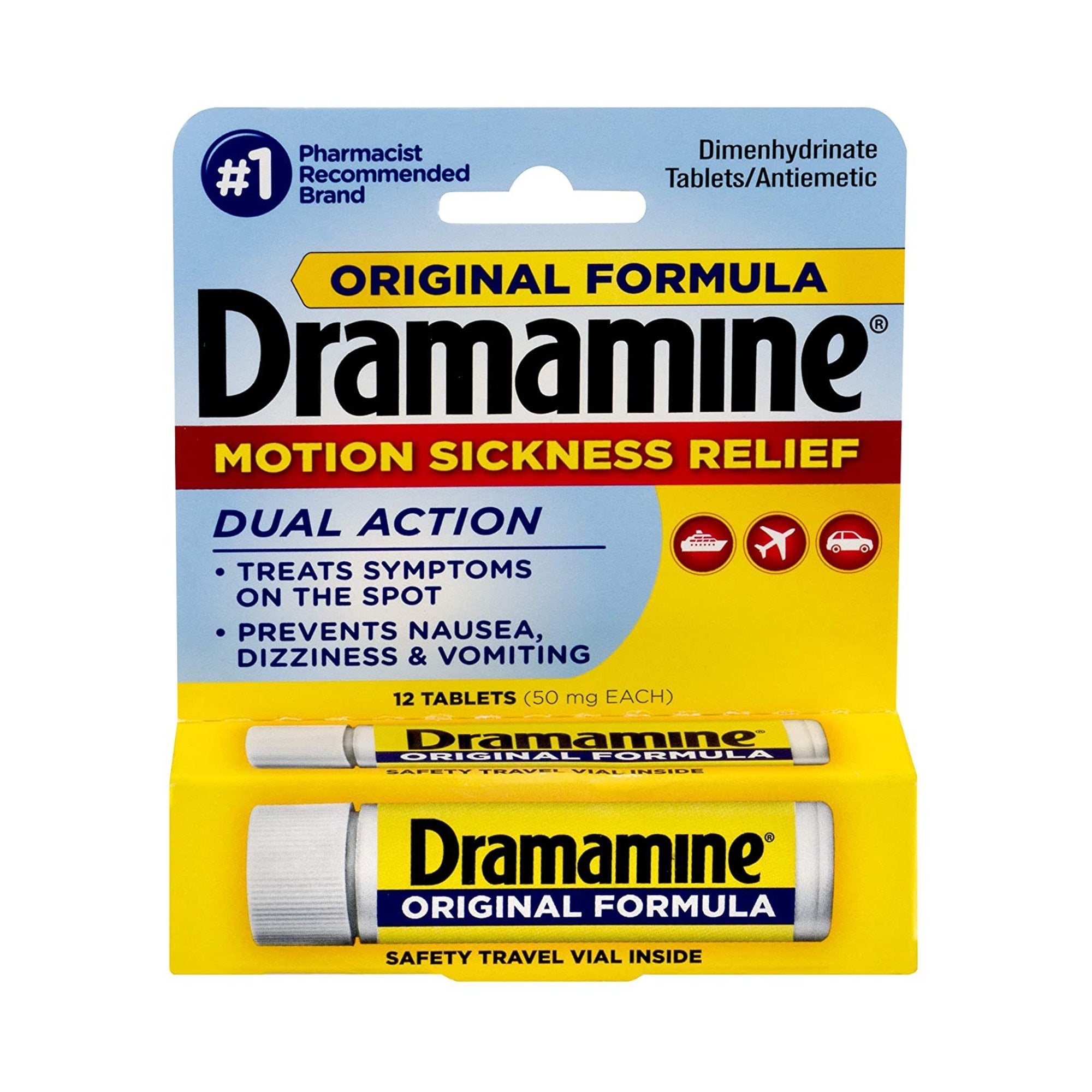 Nausea Relief Dramamine® 50 mg Strength Tablet 12 per Bottle
