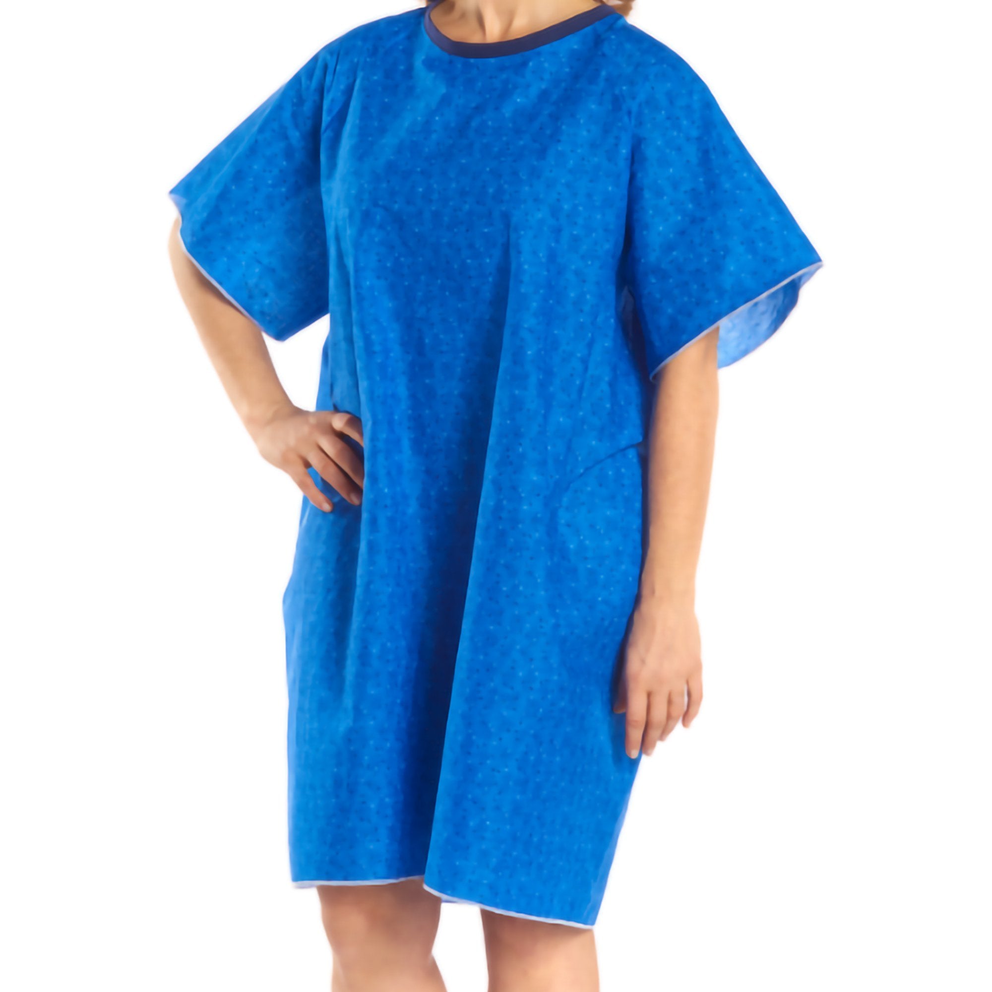 Patient Exam Gown TieBack™ One Size Fits Most Blue Marble Print Reusable