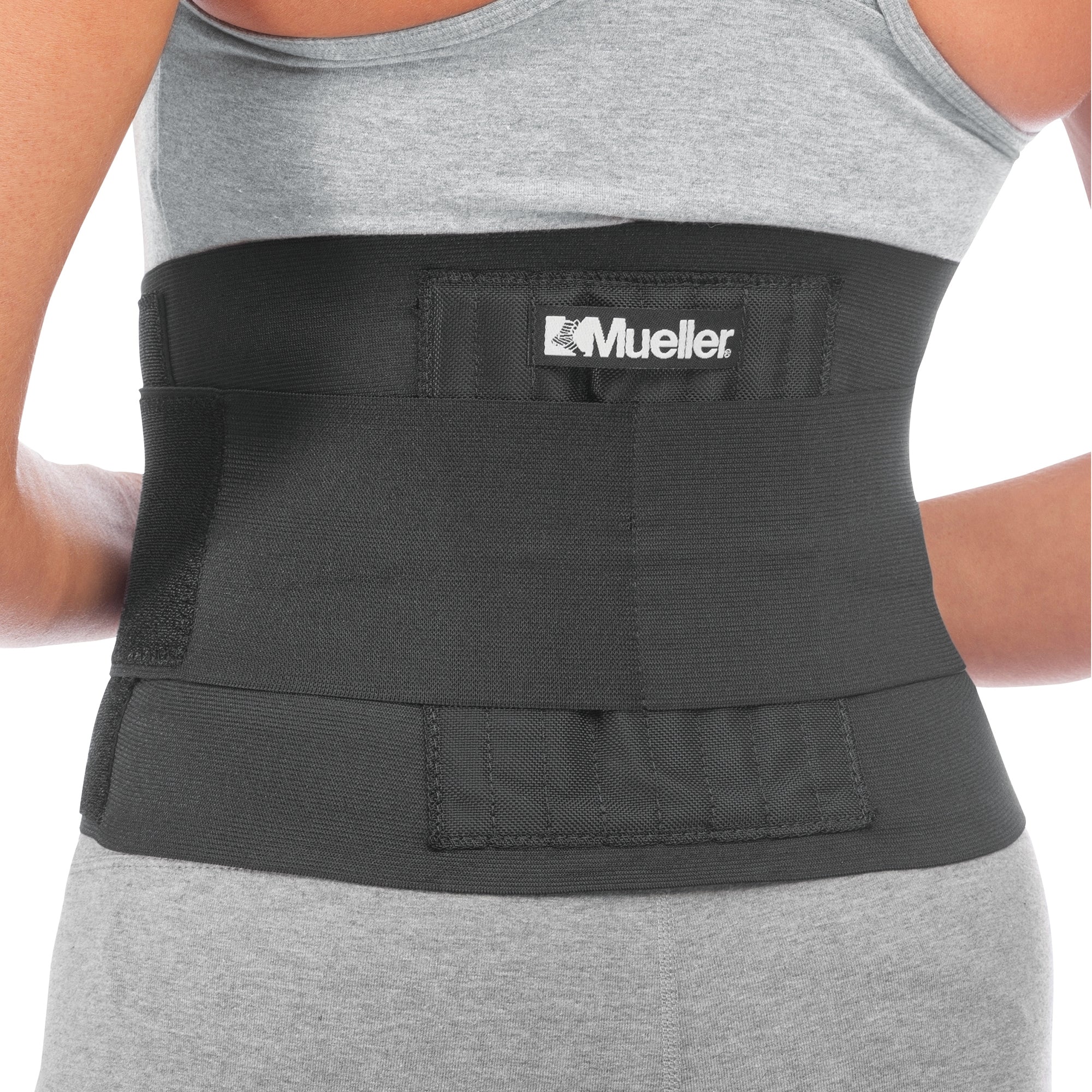 Back Brace Mueller® One Size Fits Most Hook and Loop Strap Closure 28 to 50 Inch Waist Circumference Adult