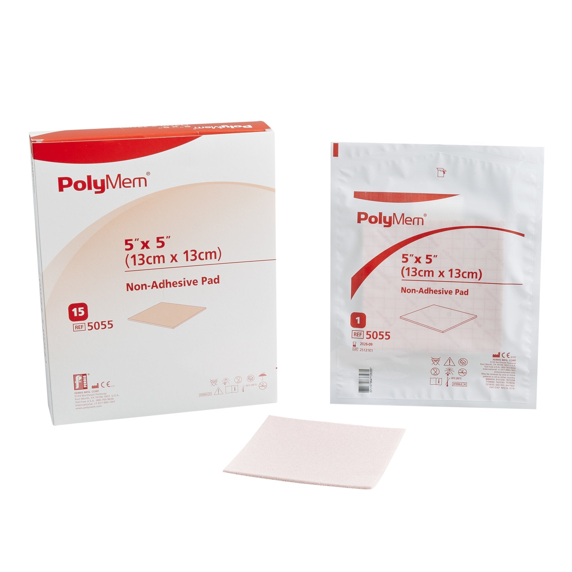 Foam Dressing PolyMem® 5 X 5 Inch Without Border Film Backing Nonadhesive Square Sterile
