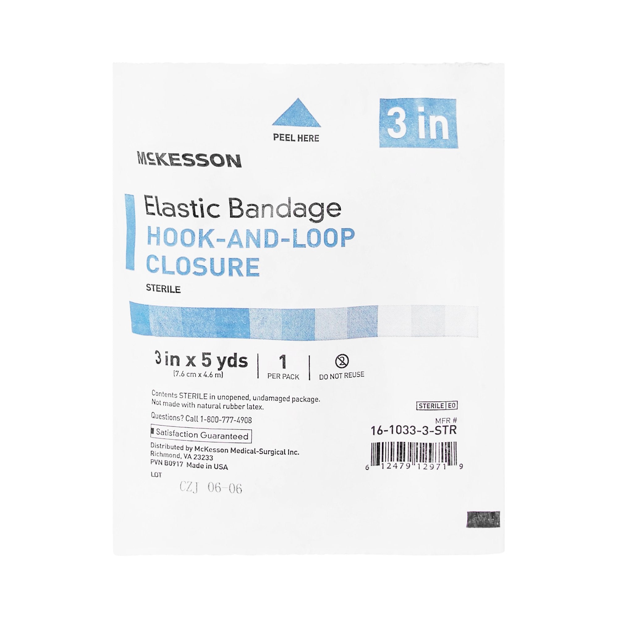 Elastic Bandage McKesson 3 Inch X 5 Yard Hook and Loop Closure Tan Sterile Standard Compression