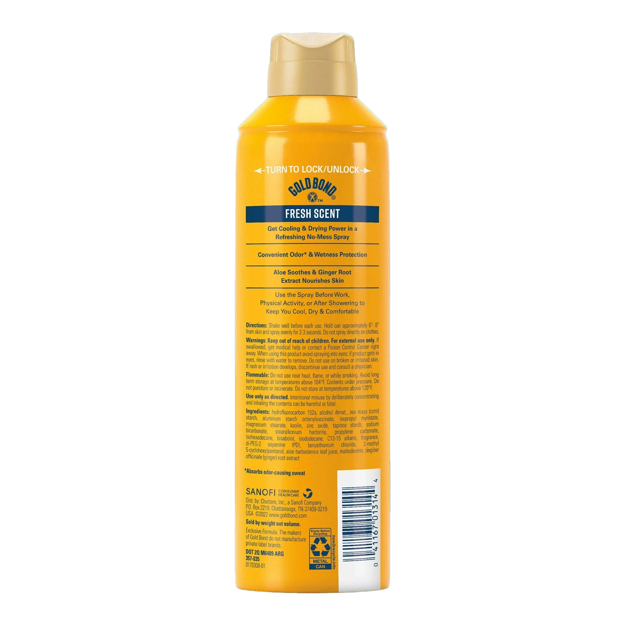 Body Powder Spray Gold Bond® No Mess 7 oz. Fresh Scent Aerosol Can