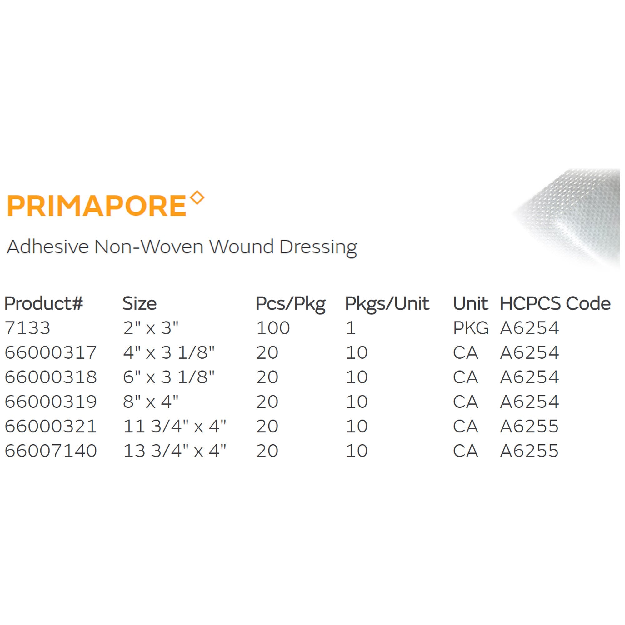 Adhesive Dressing Primapore 3-1/8 X 6 Inch Rectangle Sterile