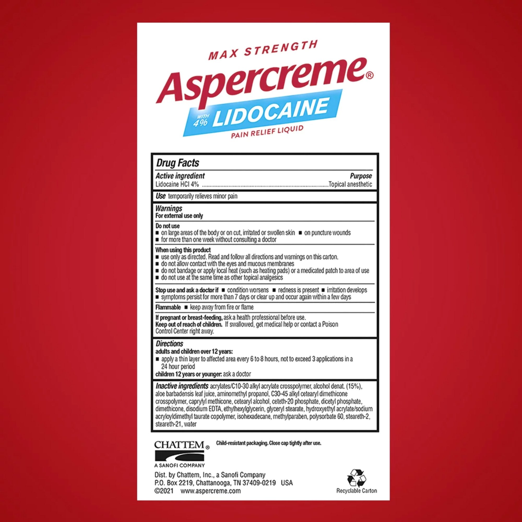 Topical Pain Relief Aspercreme® 4% Strength Lidocaine Liquid