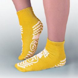 Fall Management Slipper Socks Pillow Paws® Risk Alert® Terries™ 2X-Large Yellow Ankle High
