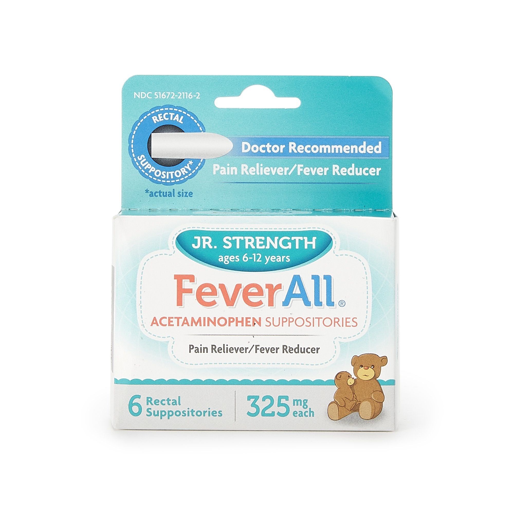 Pain Relief FeverAll® 325 mg Strength Acetaminophen Rectal Suppository 6 per Box