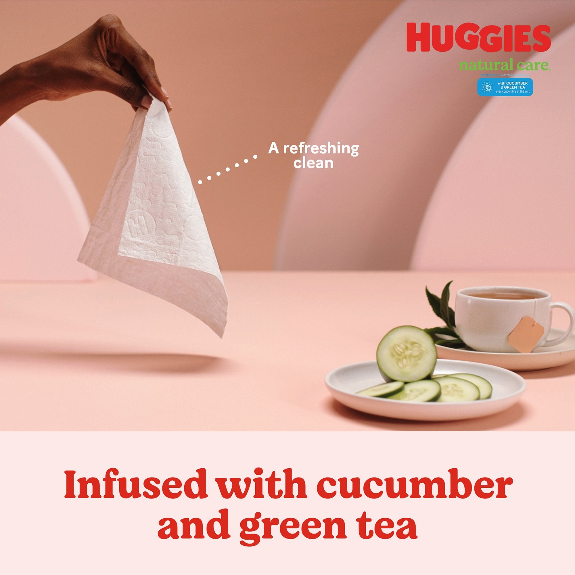 Baby Wipe Huggies® Natural Care™ Refreshing Soft Pack Cucumber / Green Tea Scent 560 Count