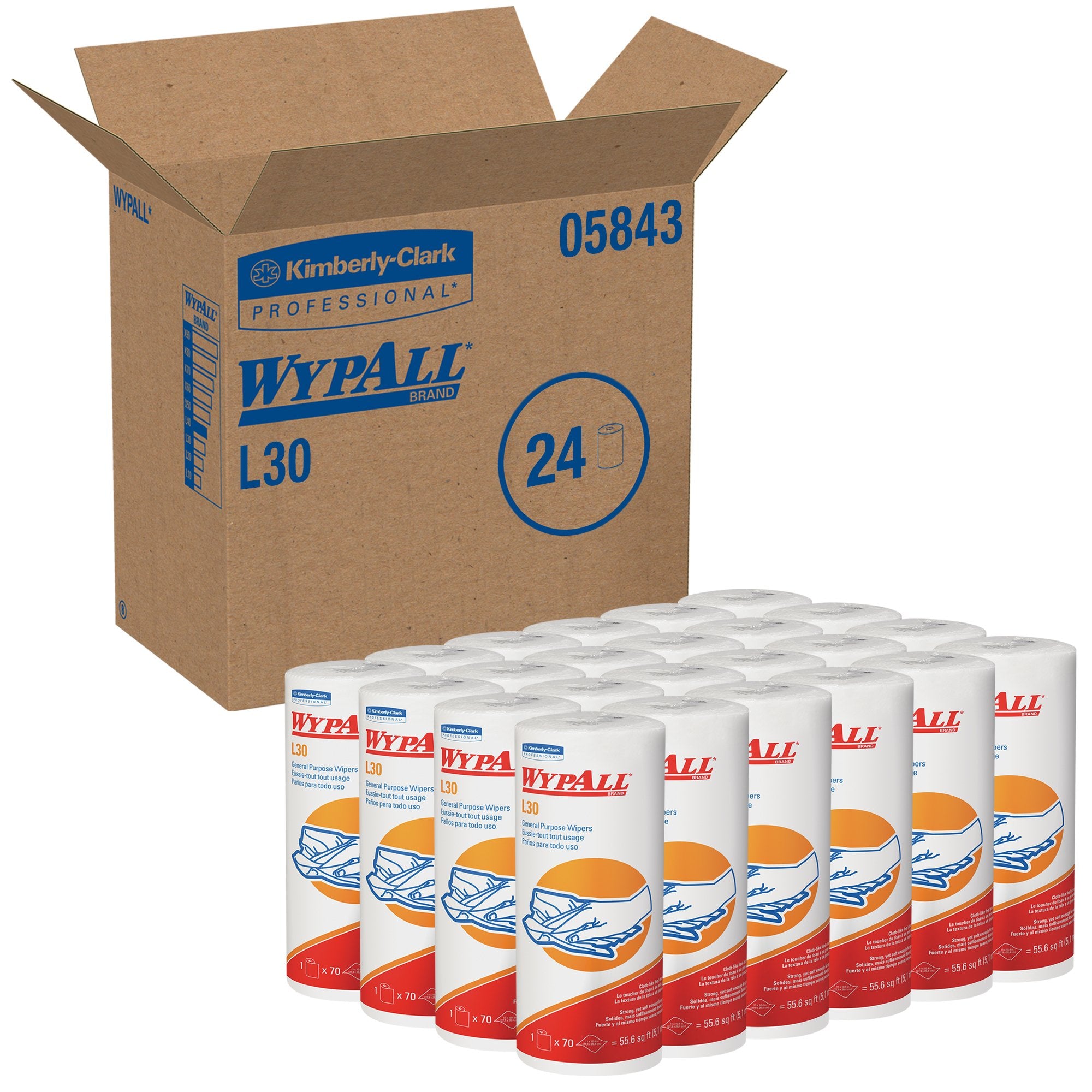 Task Wipe WypAll® L30 Light Duty White NonSterile Double Re-Creped 10-2/5 X 11 Inch Disposable