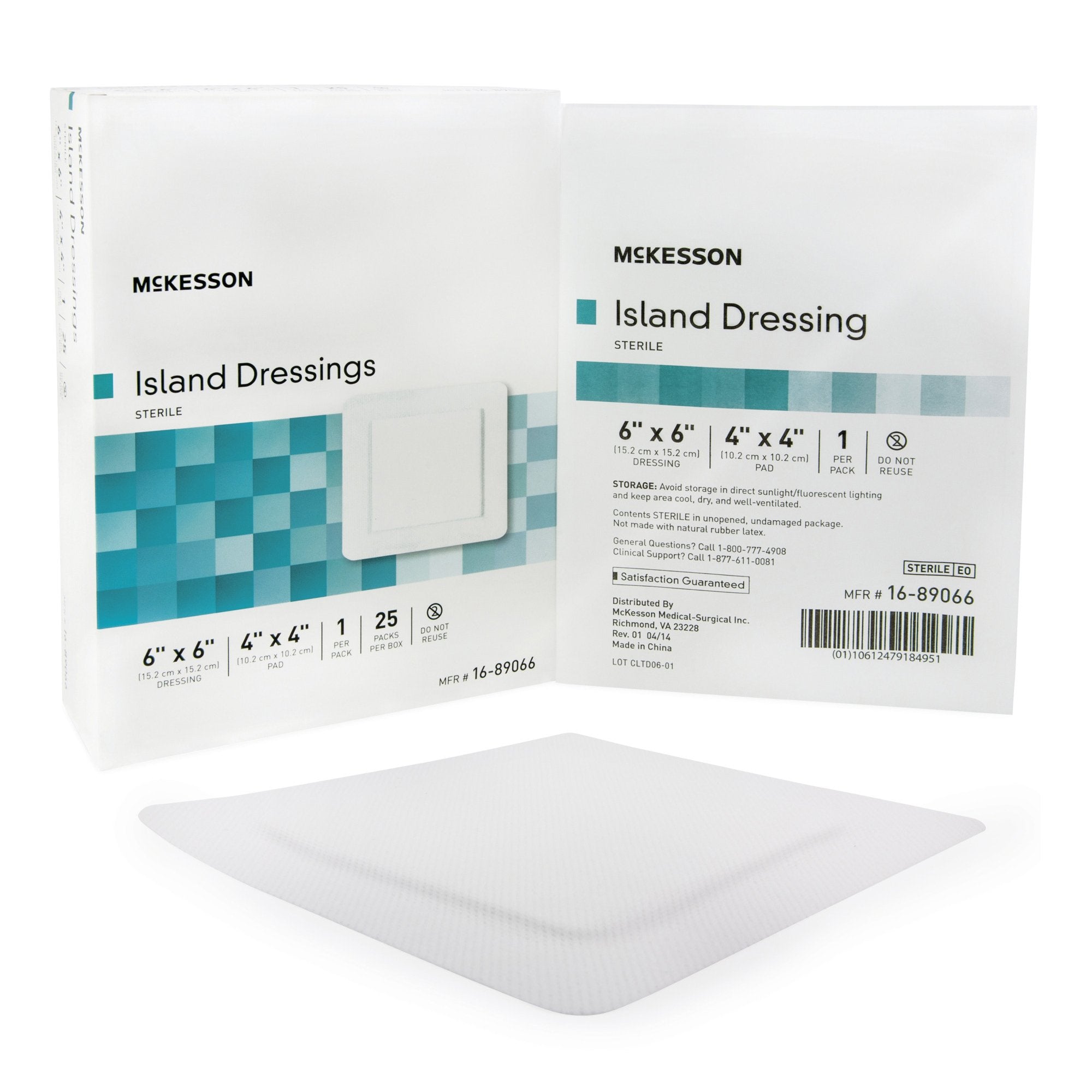 Adhesive Dressing McKesson 6 X 6 Inch Polypropylene / Rayon Square White Sterile