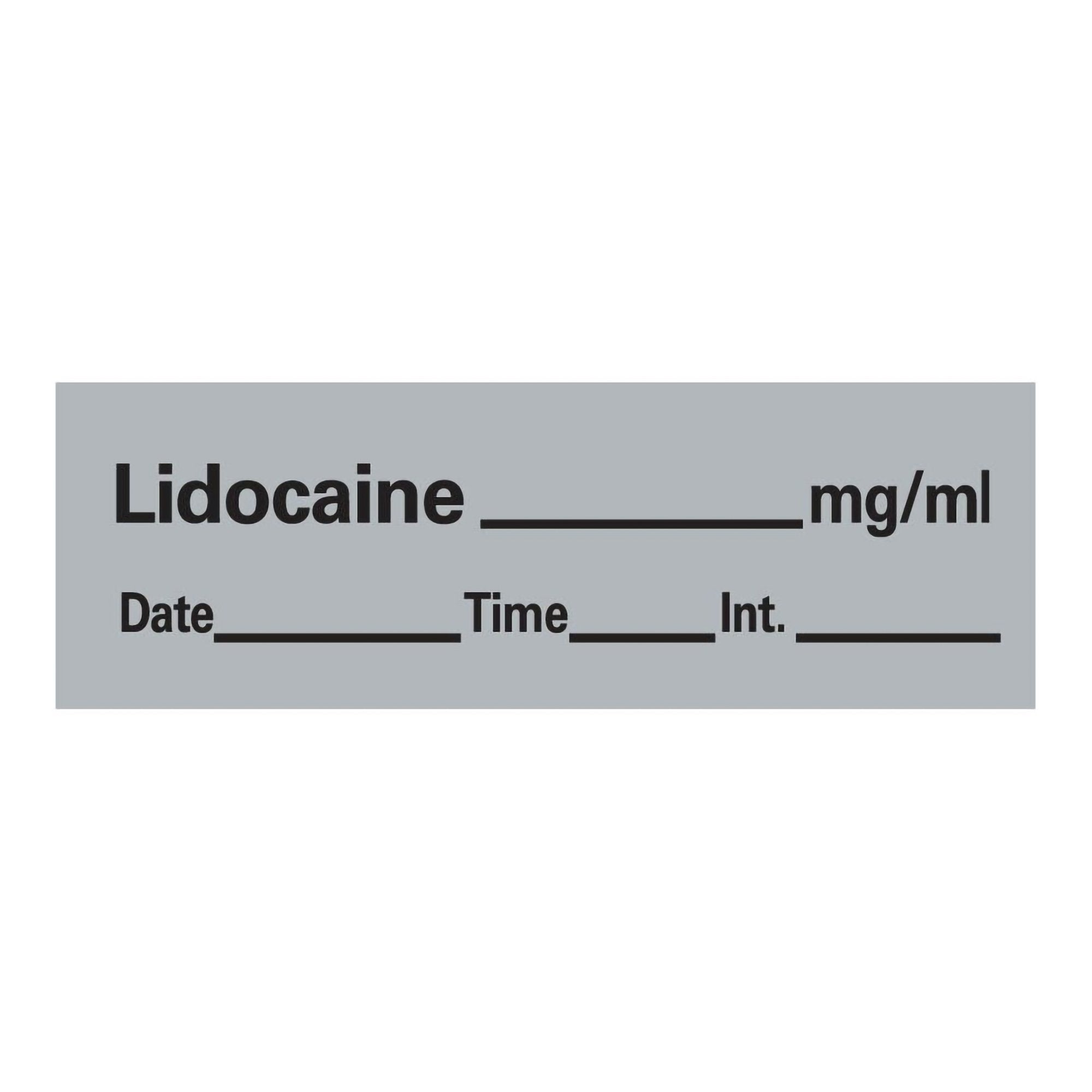 Drug Label Timemed Anesthesia Label Tape Lidocaine_mg/mL Date_Time_Int Gray 1/2 X 1-1/2 Inch