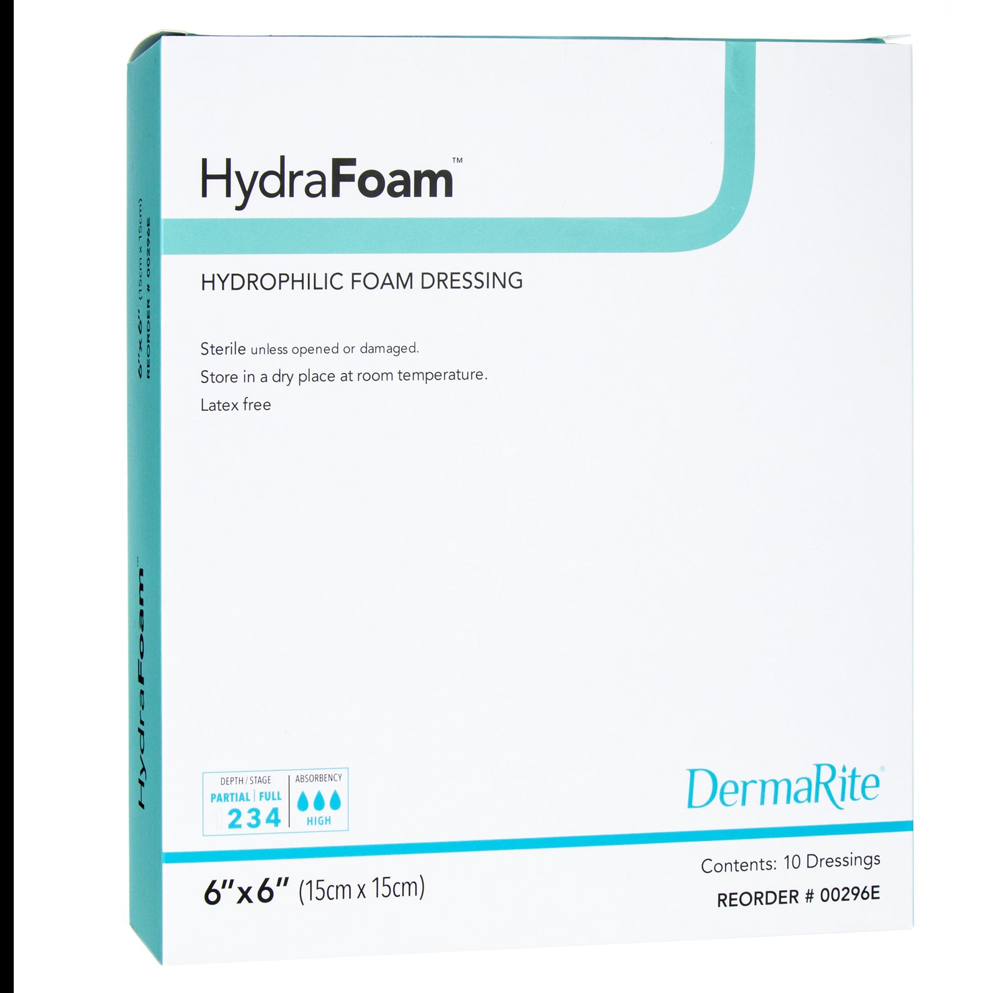 Foam Dressing HydraFoam™ 6 X 6 Inch Without Border Waterproof Backing Nonadhesive Square Sterile