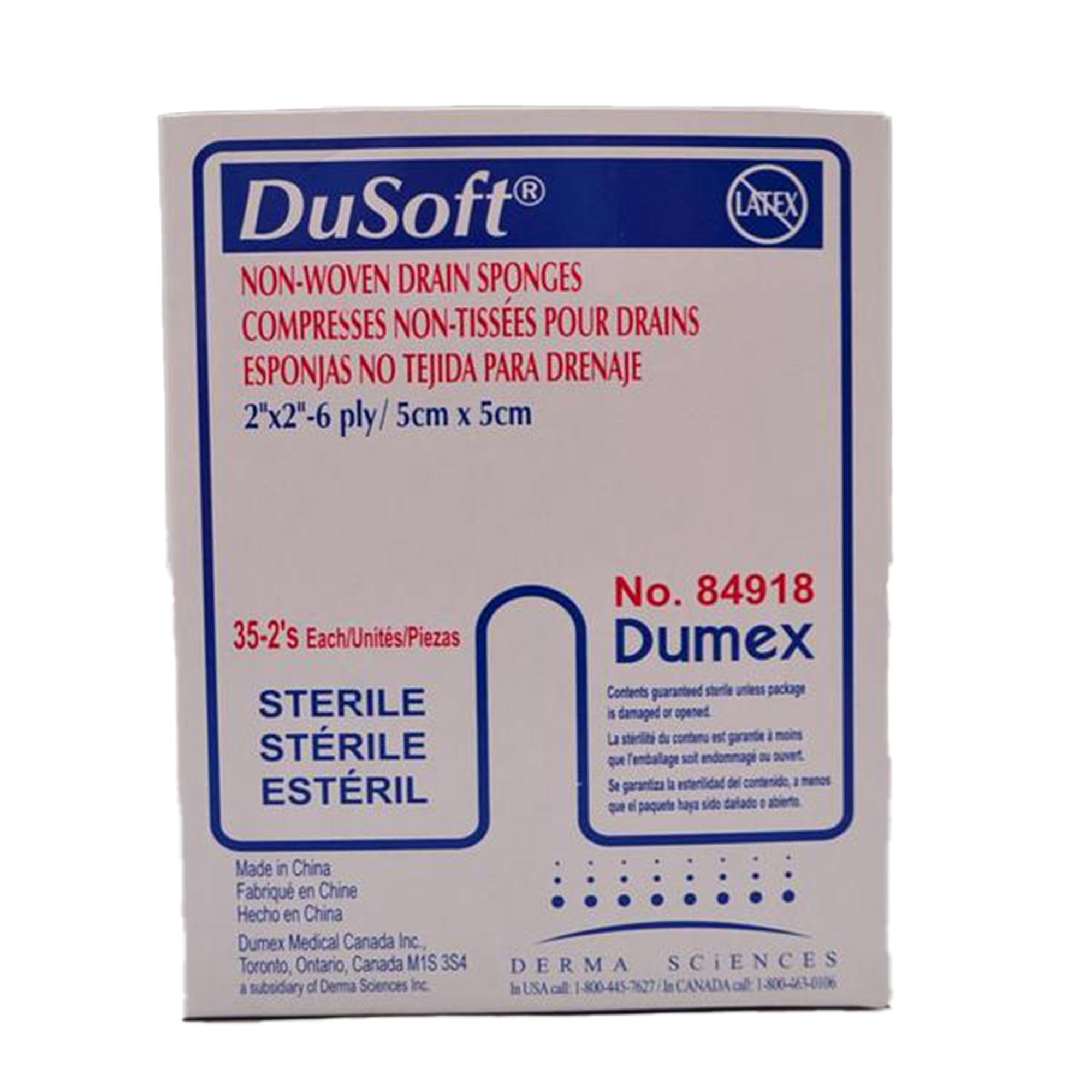 Drain Sponge DuSoft® 2 X 2 Inch Sterile 6-Ply