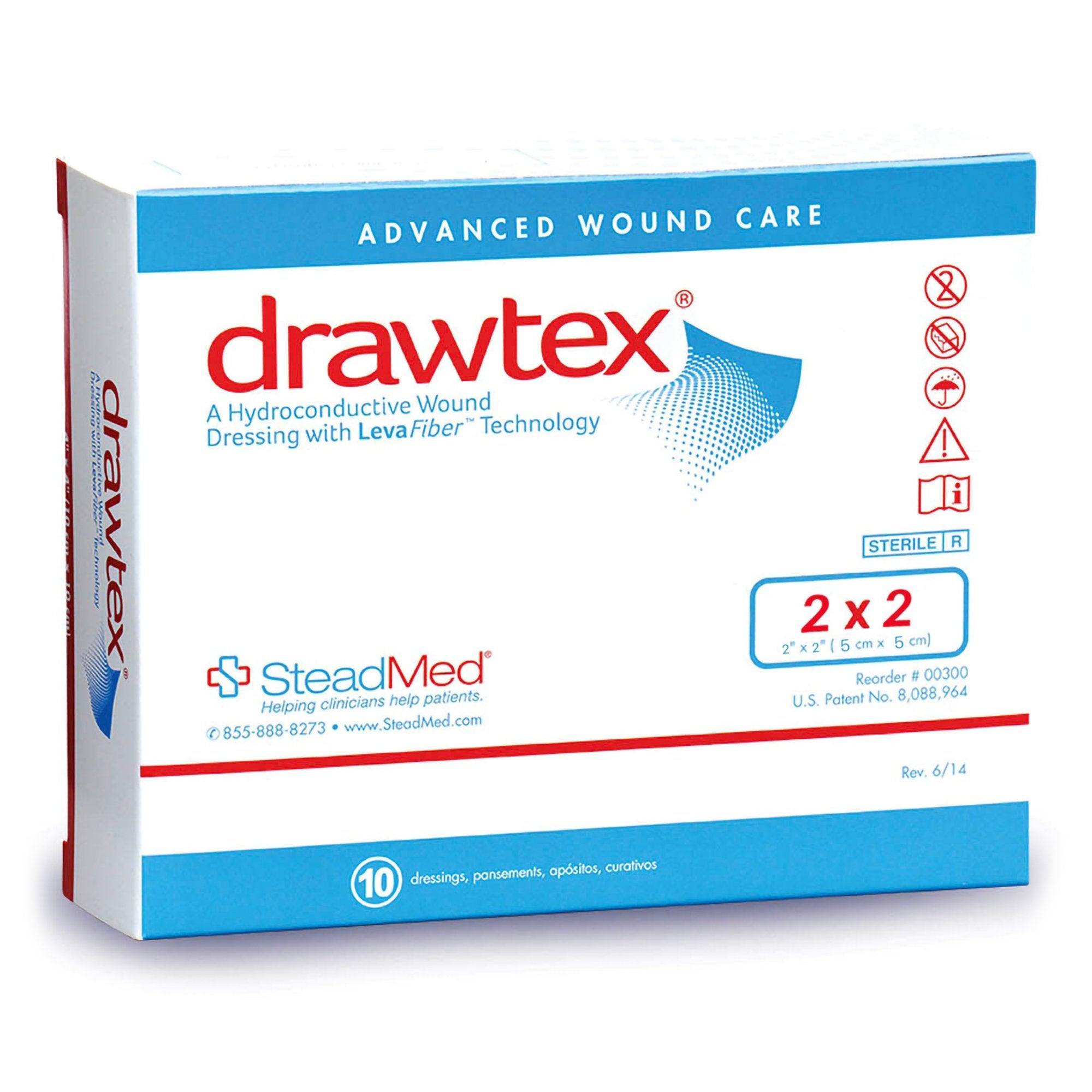 Hydroconductive Wound Dressing Drawtex® 2 X 2 Inch Square