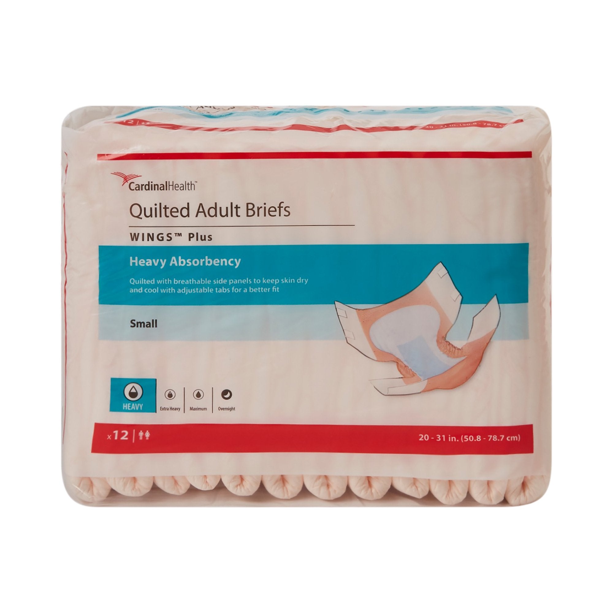 Unisex Adult Incontinence Brief Wings™ Small Disposable Heavy Absorbency