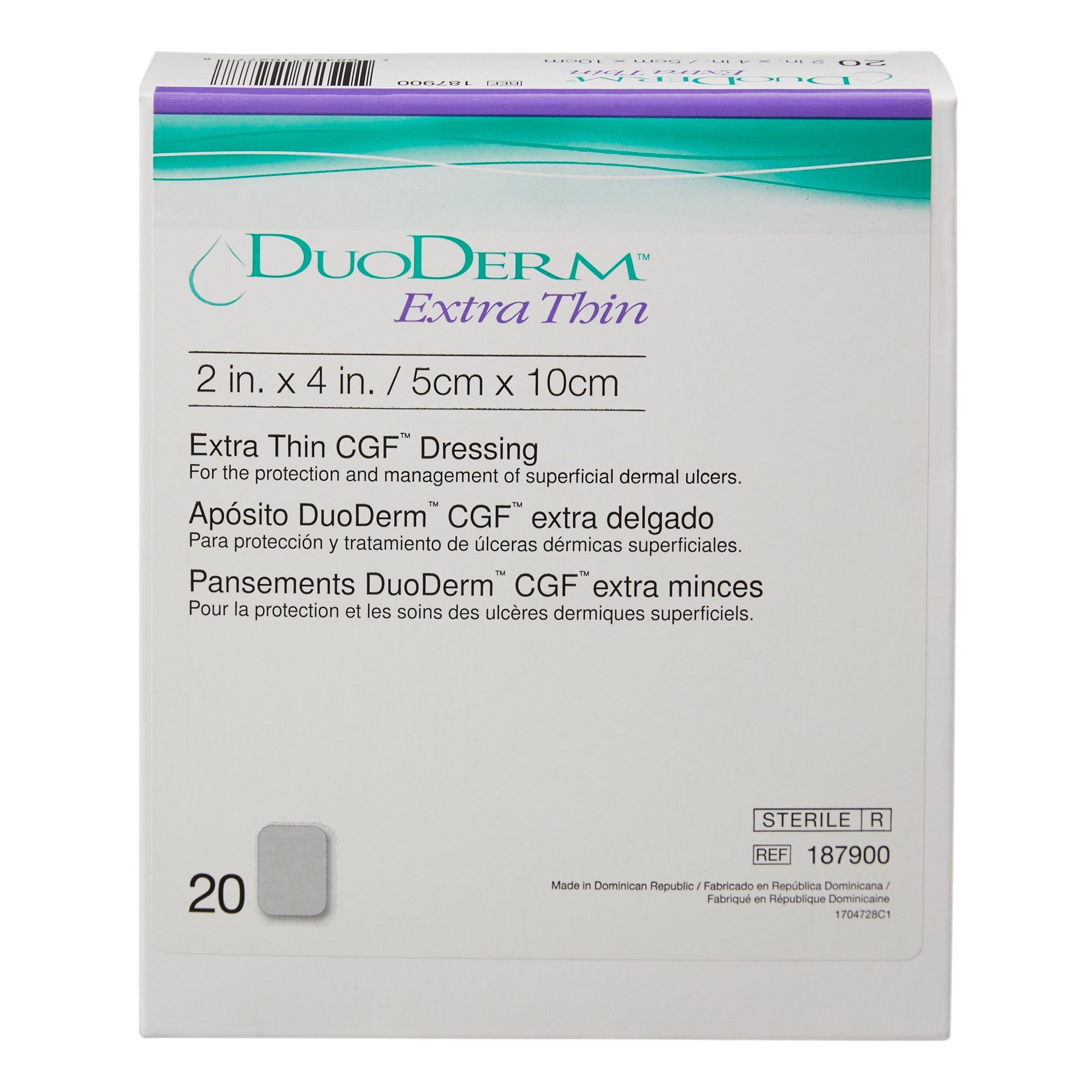 Thin Hydrocolloid Dressing DuoDERM® Extra Thin 2 X 4 Inch Rectangle
