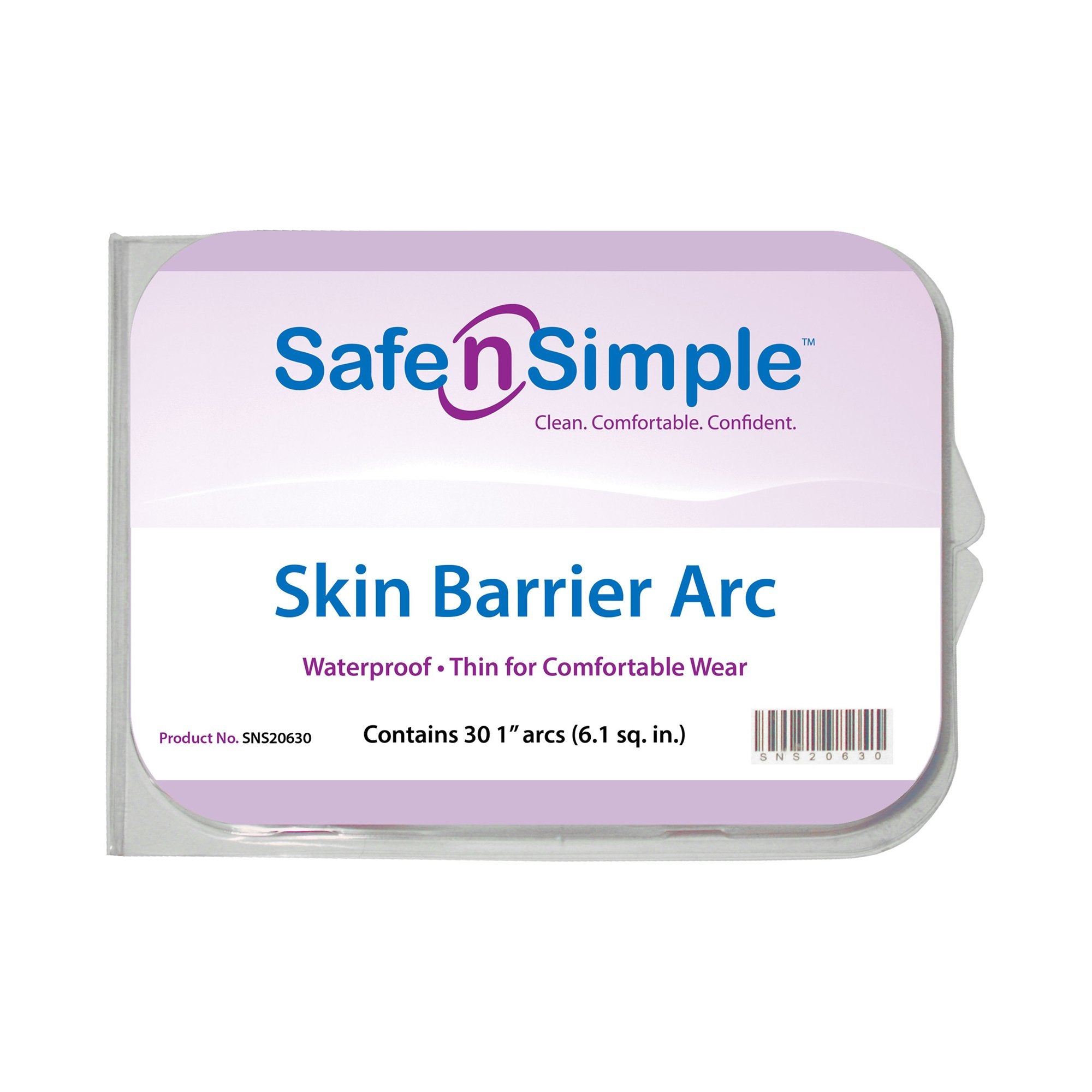 Skin Barrier Arc Safe-n'Simple X-Tra Wide Moldable, Standard Wear Hydrocolloid 1/2 Curve 1 X 1 Inch
