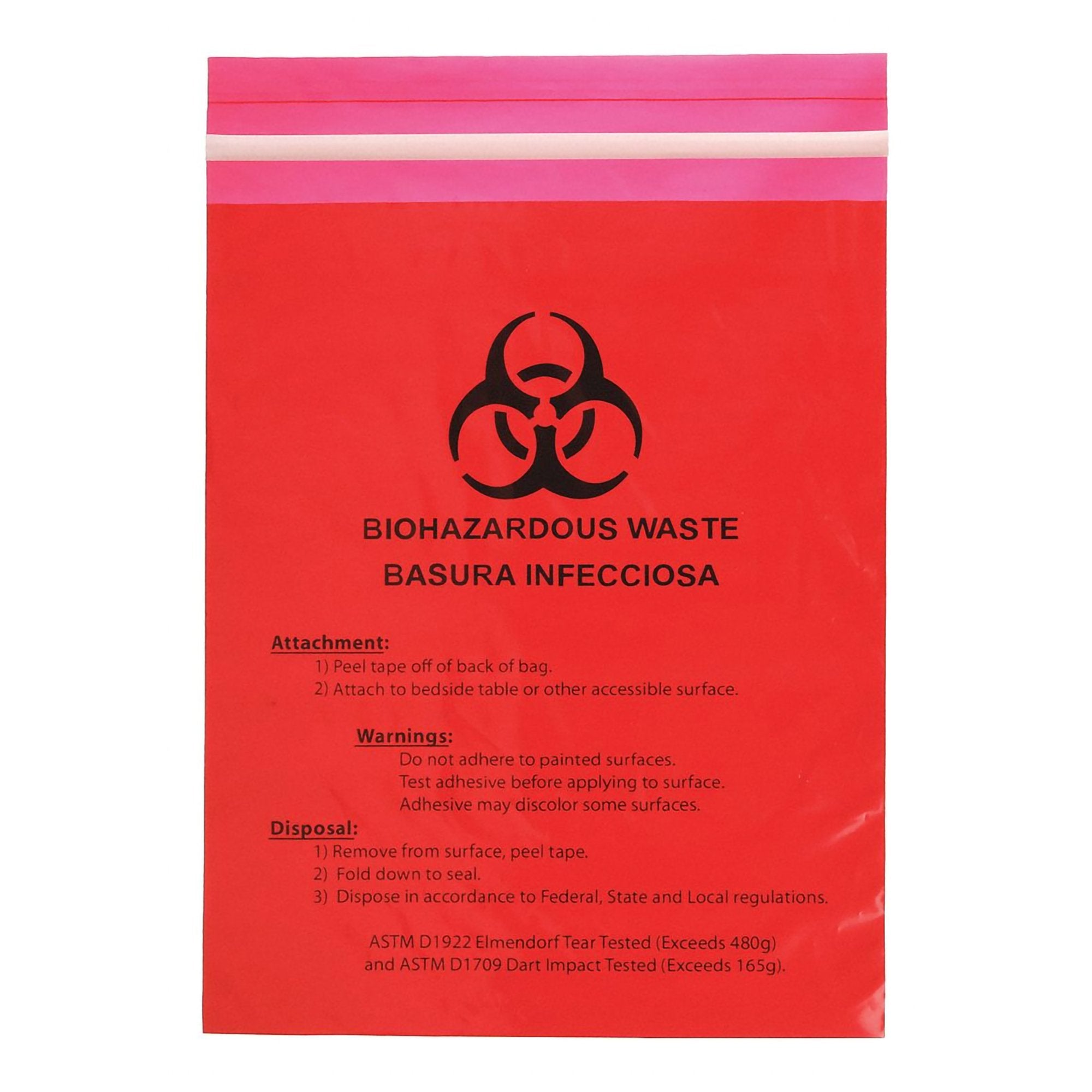 Biohazard Waste Bag 2.6 Quart Red Bag 12 X 14 Inch