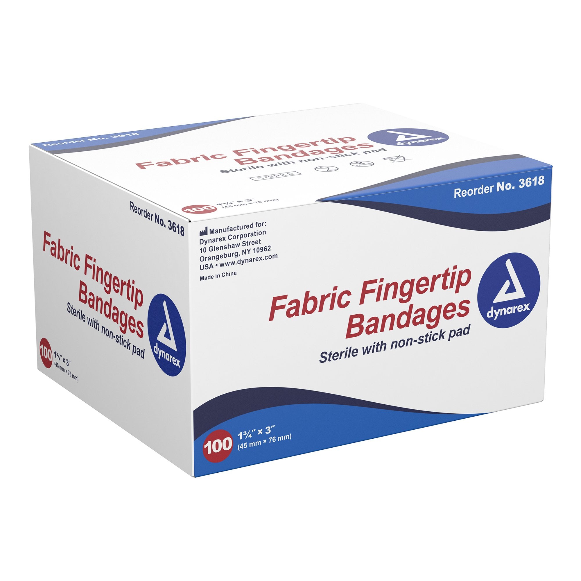 Adhesive Strip Dynarex® 1-3/4 X 3 Inch Fabric Fingertip White Sterile