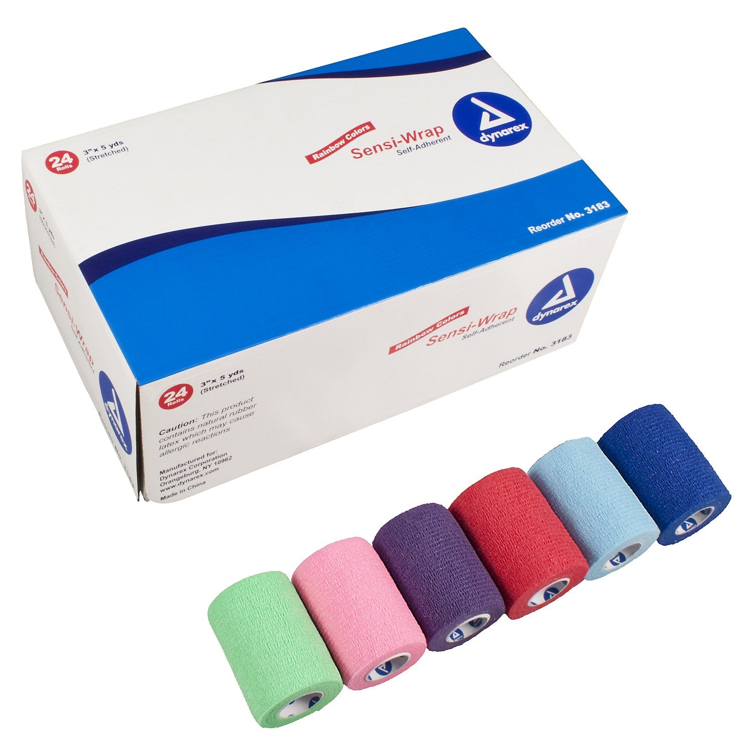 Cohesive Bandage Sensi-Wrap 3 Inch X 5 Yard Self-Adherent Closure Red / Green / Purple / Dark Blue / Pink / Light Blue NonSterile Standard Compression