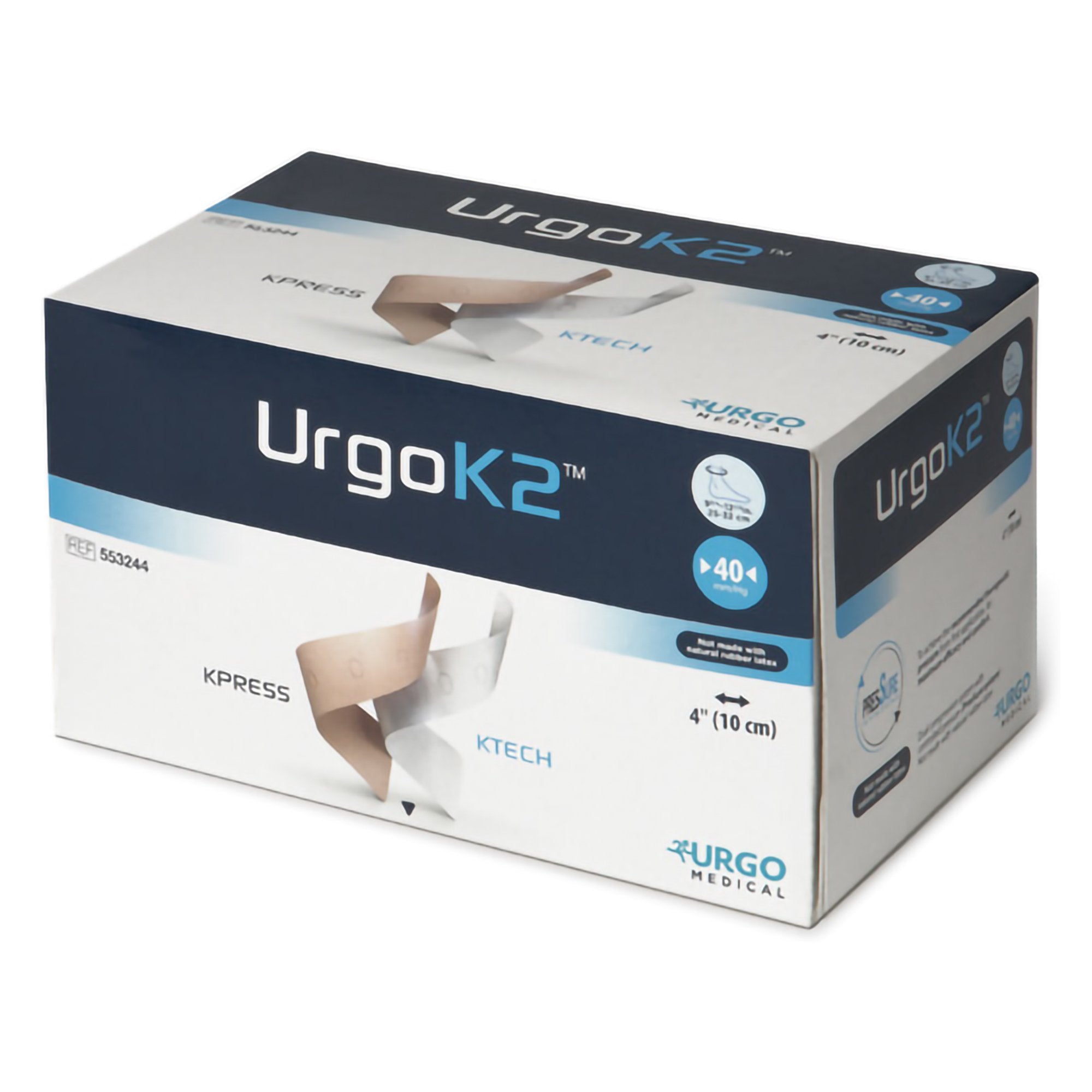 2 Layer Compression Bandage System URGOK2™ 4 X 9-3/4 X 12-1/2 Inch Self-Adherent Closure Tan / White NonSterile Large 40 mmHg