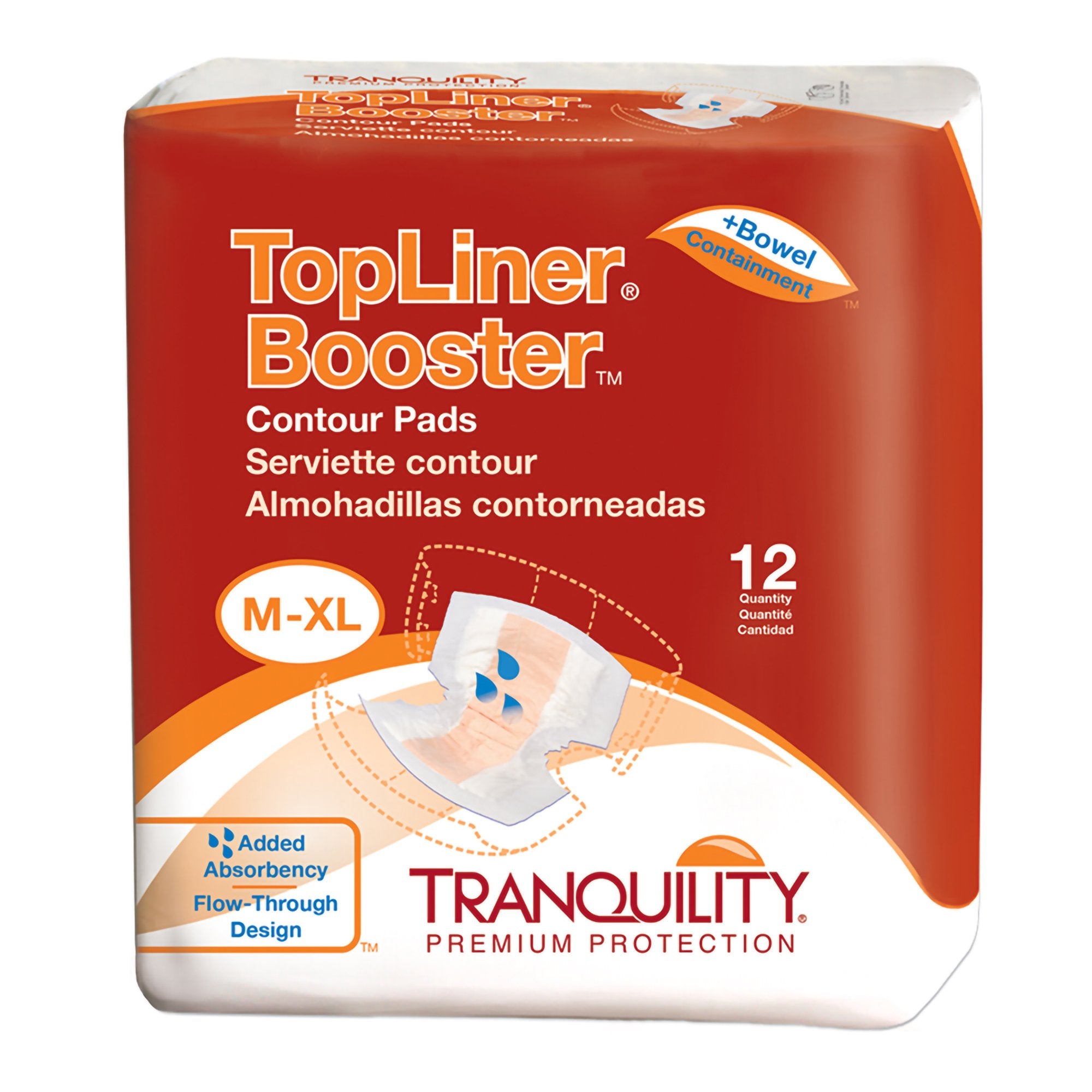 Booster Pad Tranquility® Top Liner® Contour 13-1/2 X 21-1/2 Inch Heavy Absorbency Superabsorbant Core One Size Fits Most