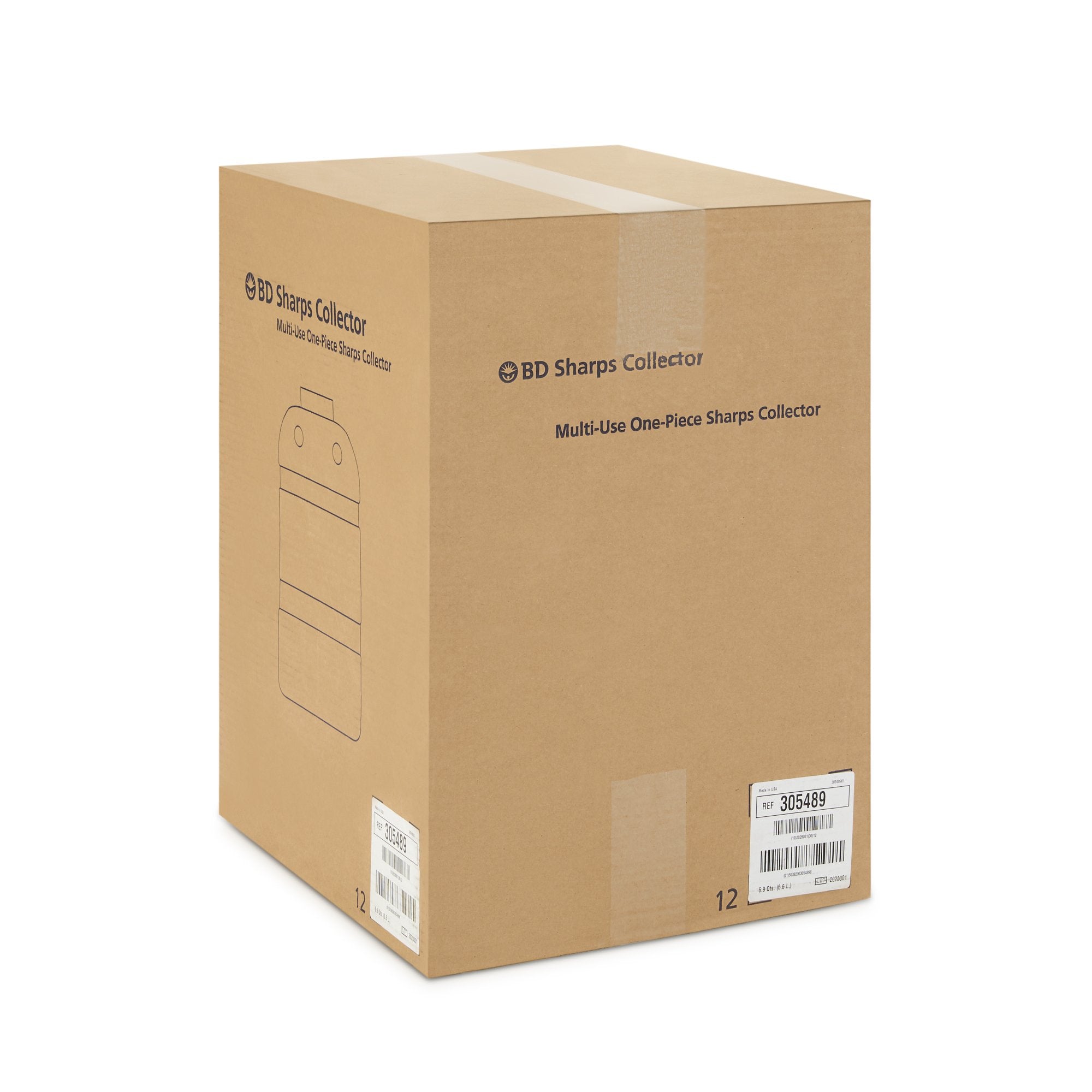 Sharps Container BD™ Red Base 11-1/2 H X 9-2/5 W X 5-3/10 D Inch Vertical Entry 1.725 Gallon