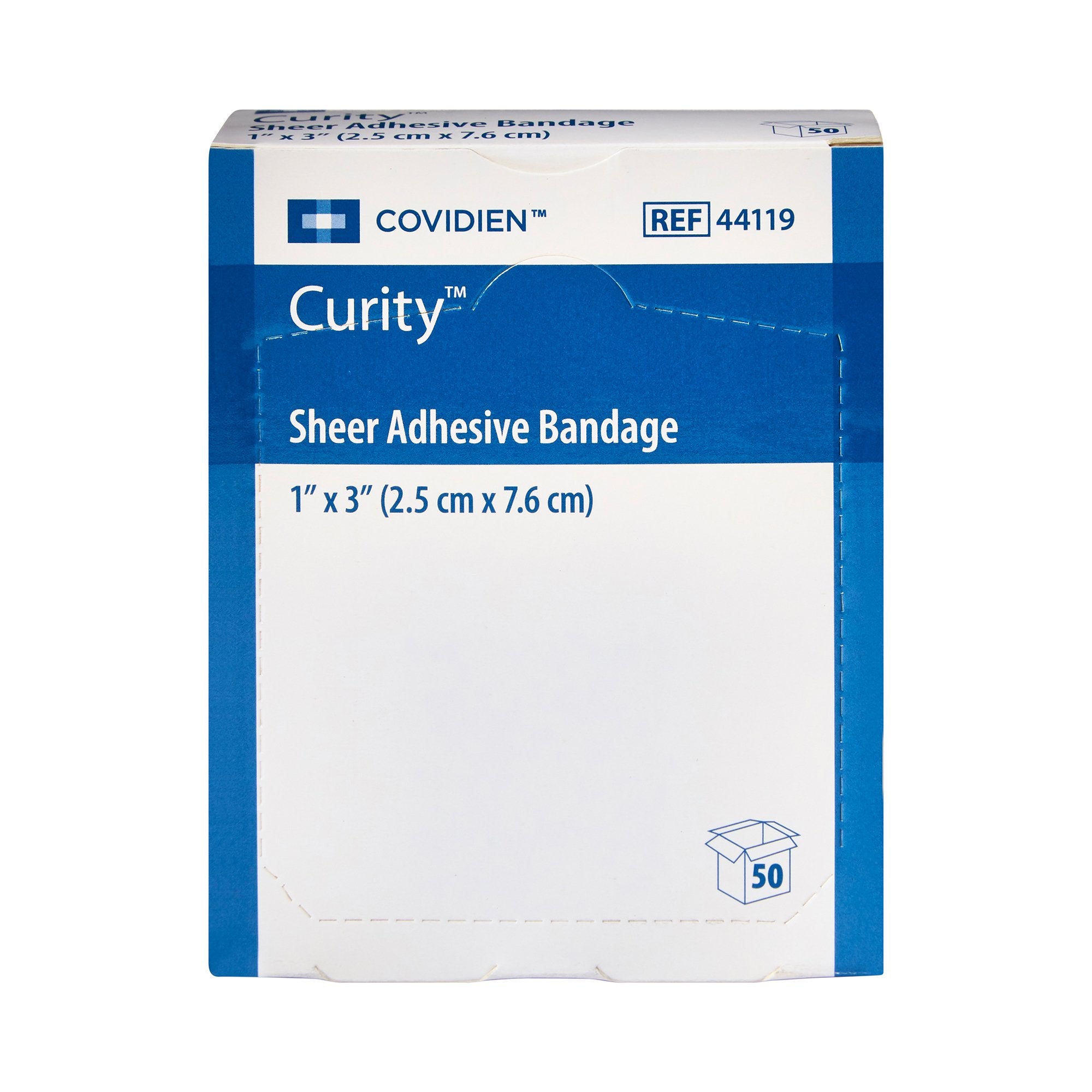 Adhesive Strip Curity™ 1 X 3 Inch Plastic Rectangle Sheer Sterile