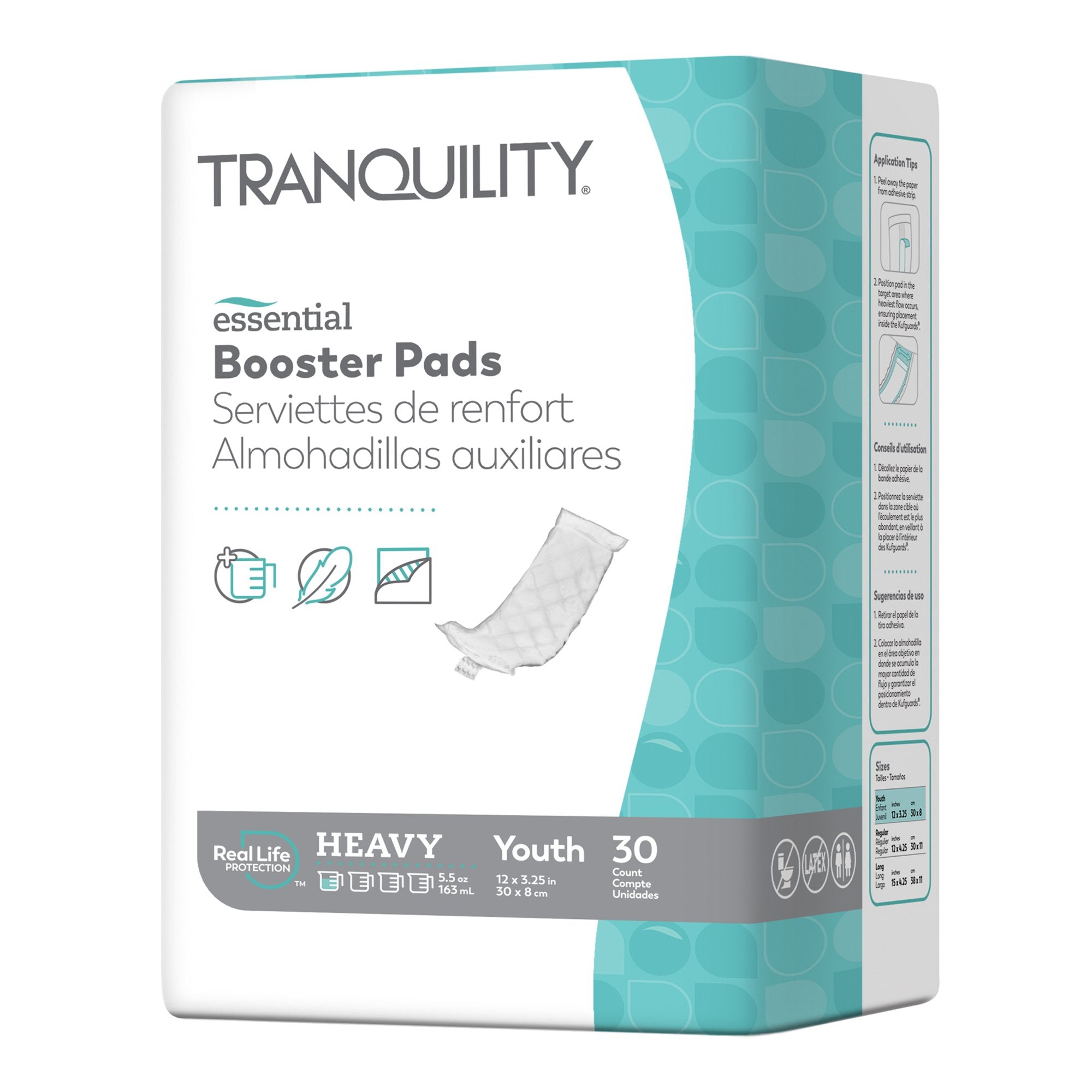 Booster Pad Tranquility® Essential 3-1/4 X 12 Inch Heavy Absorbency Superabsorbant Core One Size Fits Most