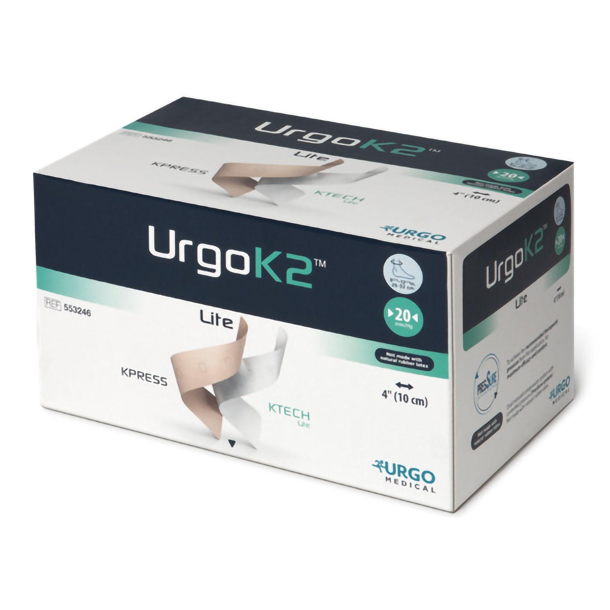 2 Layer Compression Bandage System URGOK2™ Lite 4 X 9-3/4 X 12-1/2 Inch Self-Adherent Closure Tan / White / Pink NonSterile Large 20 mmHg