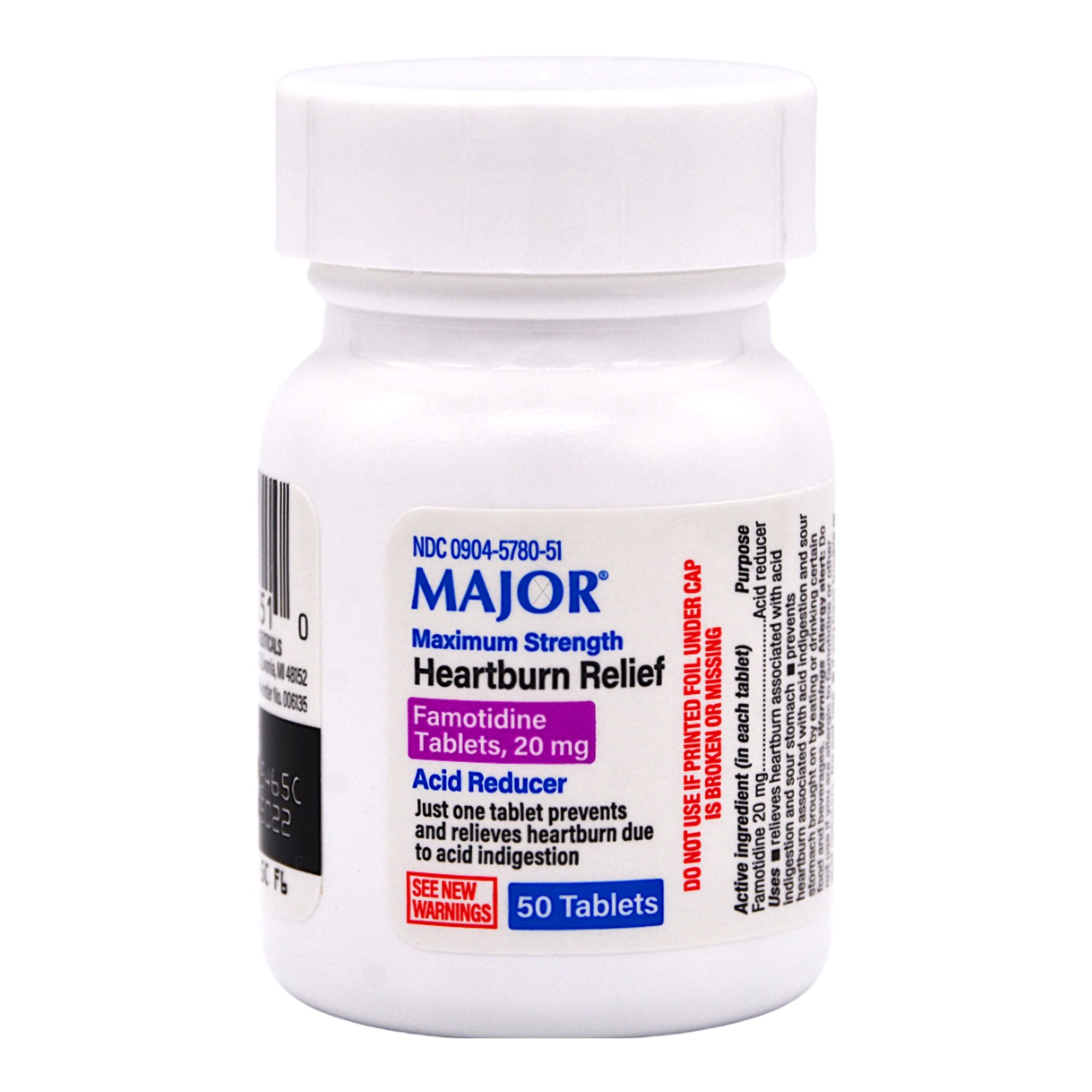 Antacid Major® 20 mg Strength Tablet 50 per Box