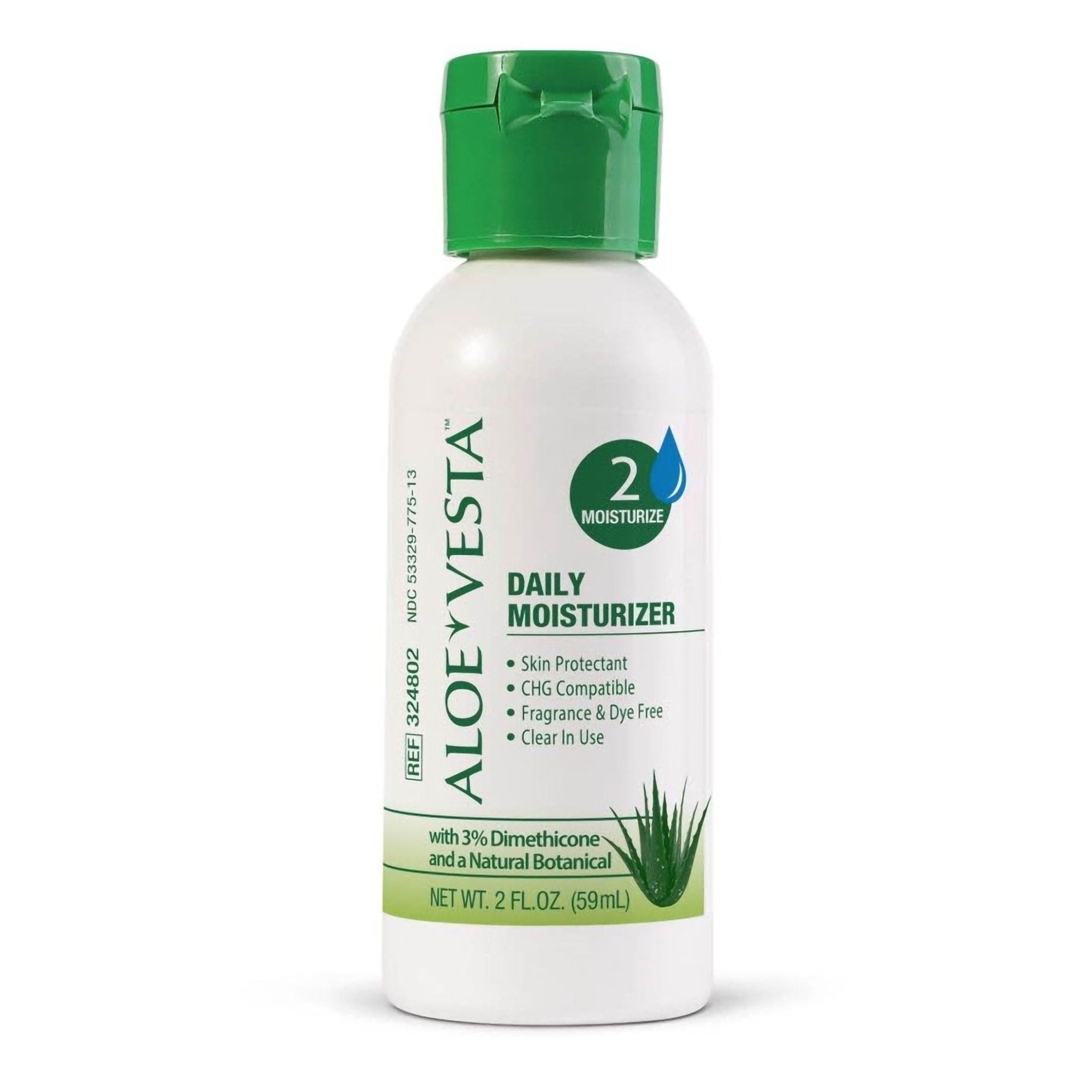 Hand and Body Moisturizer Aloe Vesta® 2 oz. Bottle Unscented Lotion CHG Compatible