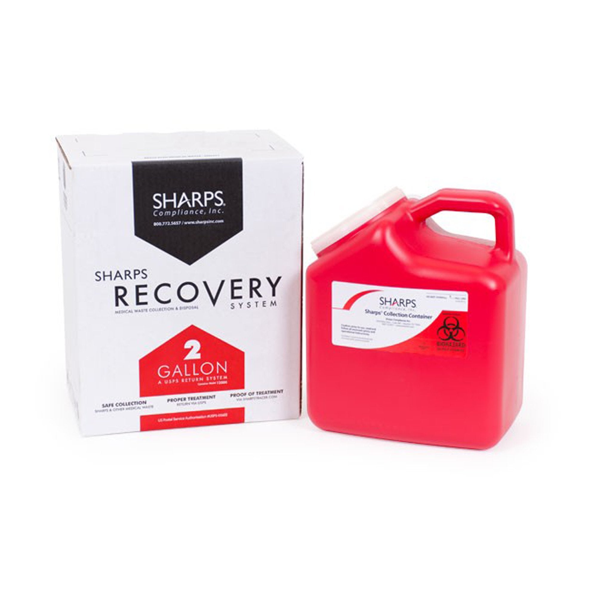 Mailback Sharps Container The Sharps Disposal By Mail System® PRO-TEC® Red Base 11 H X 6 W X 9 L Inch Vertical Entry 2 Gallon