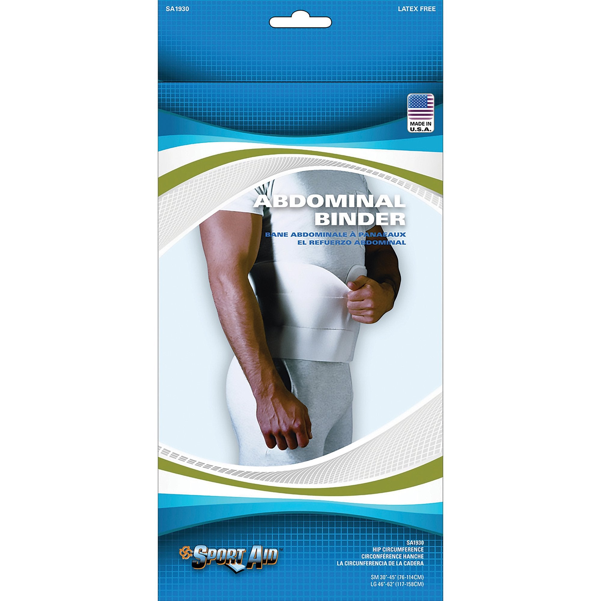 Abdominal Binder Sport-Aid™ Small Hook and Loop Closure 30 to 45 Inch Hip Circumference 9 Inch Height Adult