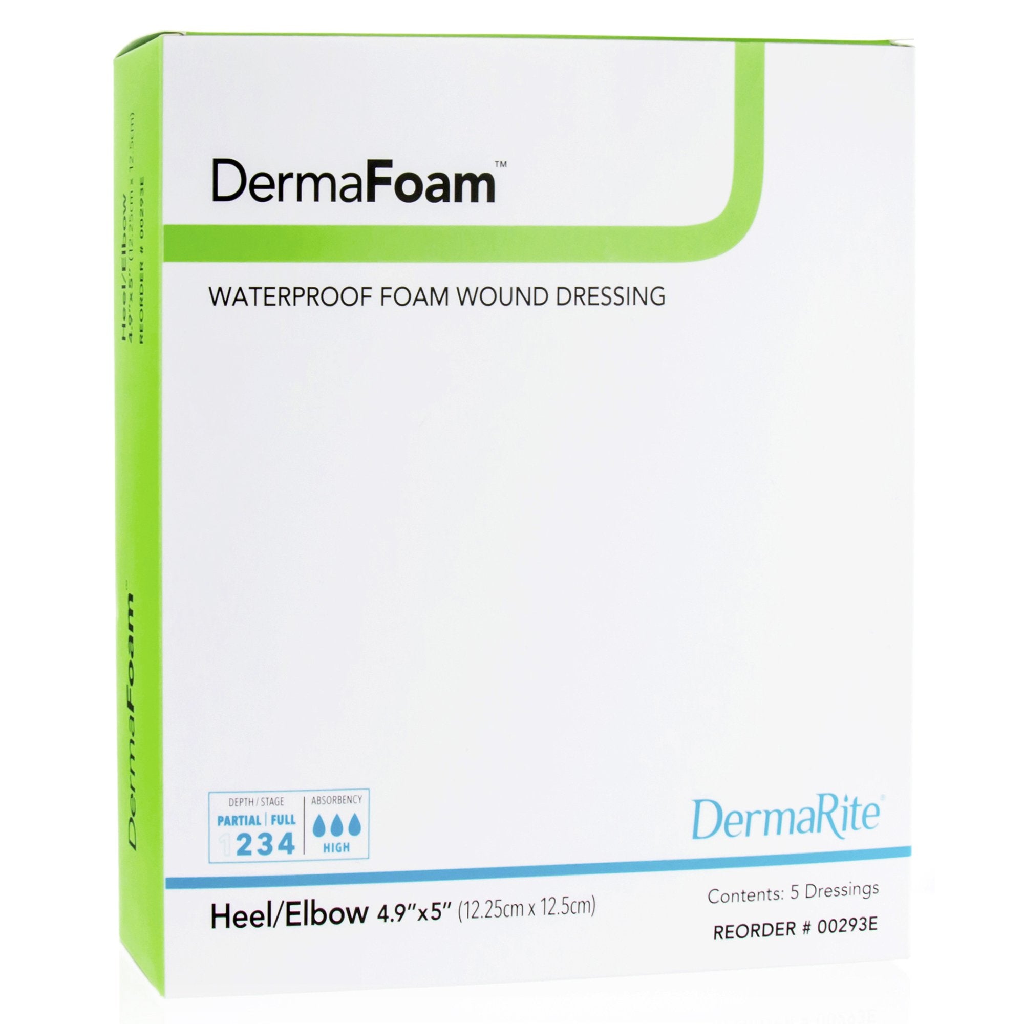 Foam Dressing DermaFoam® 6 X 7 Inch Without Border Waterproof Backing Nonadhesive Elbow / Heel Sterile