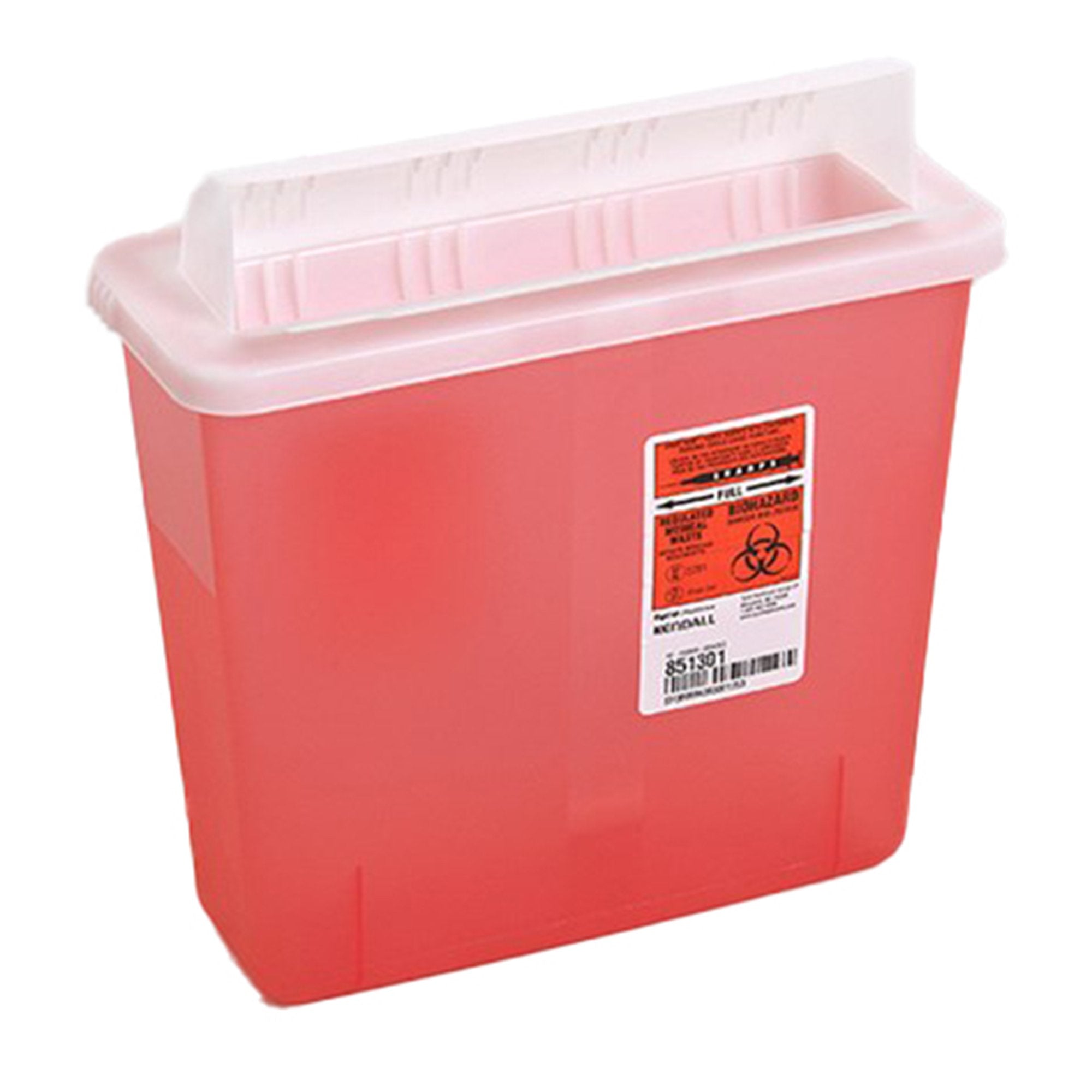 Sharps Container In-Room™ Translucent Red Base 11 H X 10-3/4 W X 4-3/4 D Inch Horizontal Entry 1.25 Gallon