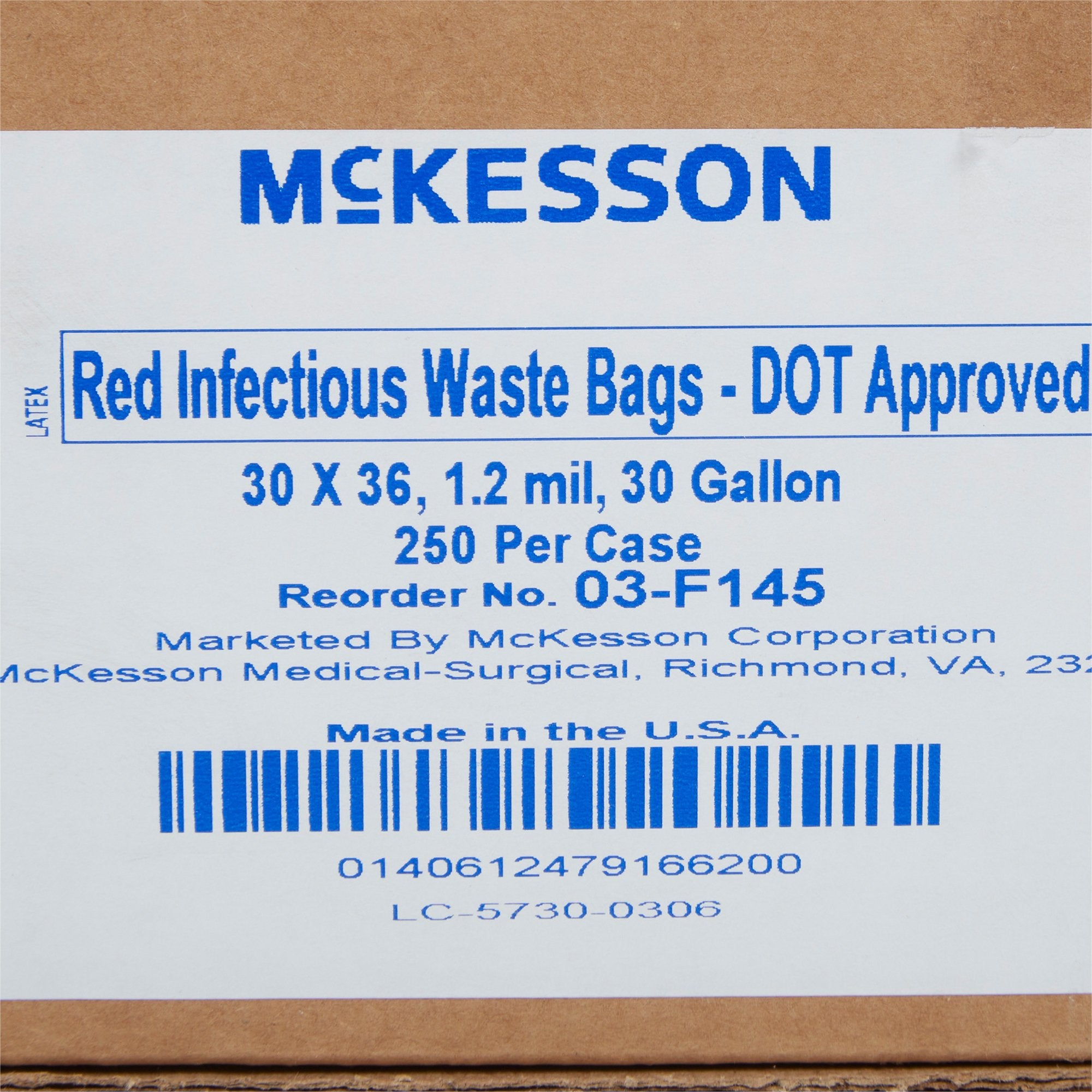 Infectious Waste Bag McKesson 30 gal. Red Bag Polyethylene 30 X 36 Inch