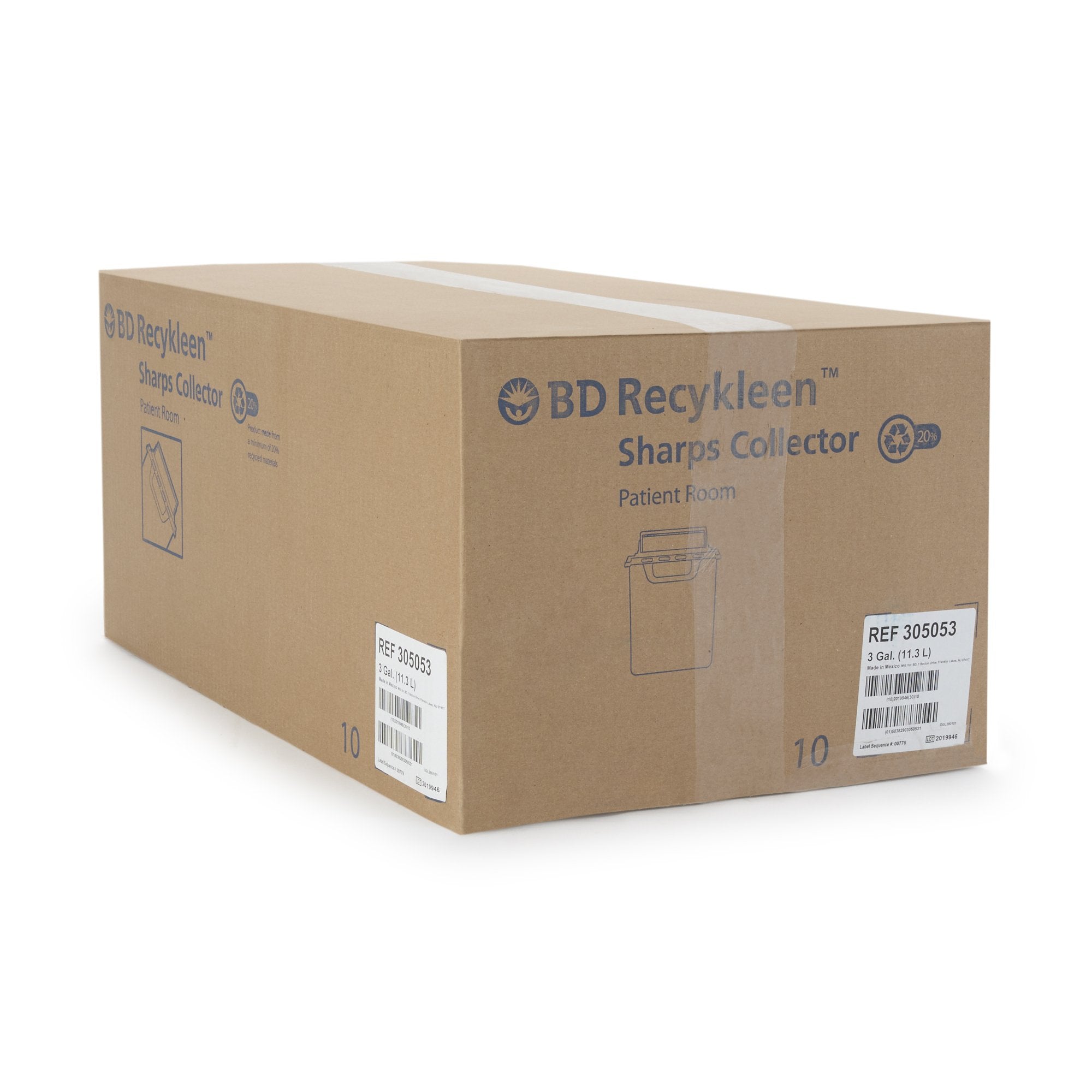 Sharps Container Recykleen™ Pearl Base 15-3/4 H X 13-1/2 W X 6 D Inch Horizontal Entry 3 Gallon