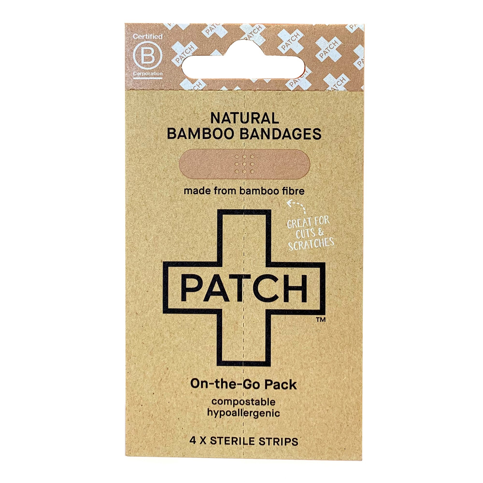 Adhesive Strip Patch™ On The Go Pack 3/4 X 3 Inch Bamboo Rectangle Tan Sterile