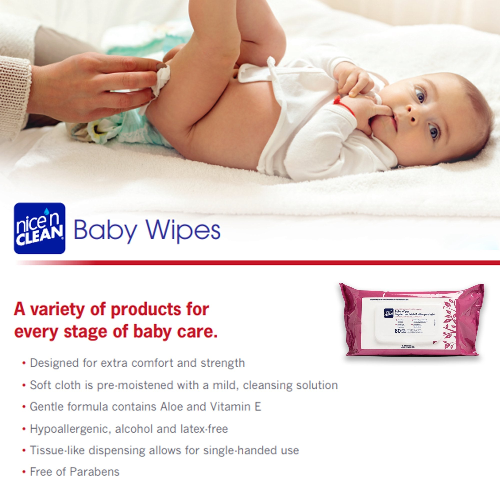 Baby Wipe Nice'n Clean® Soft Pack Scented 80 Count
