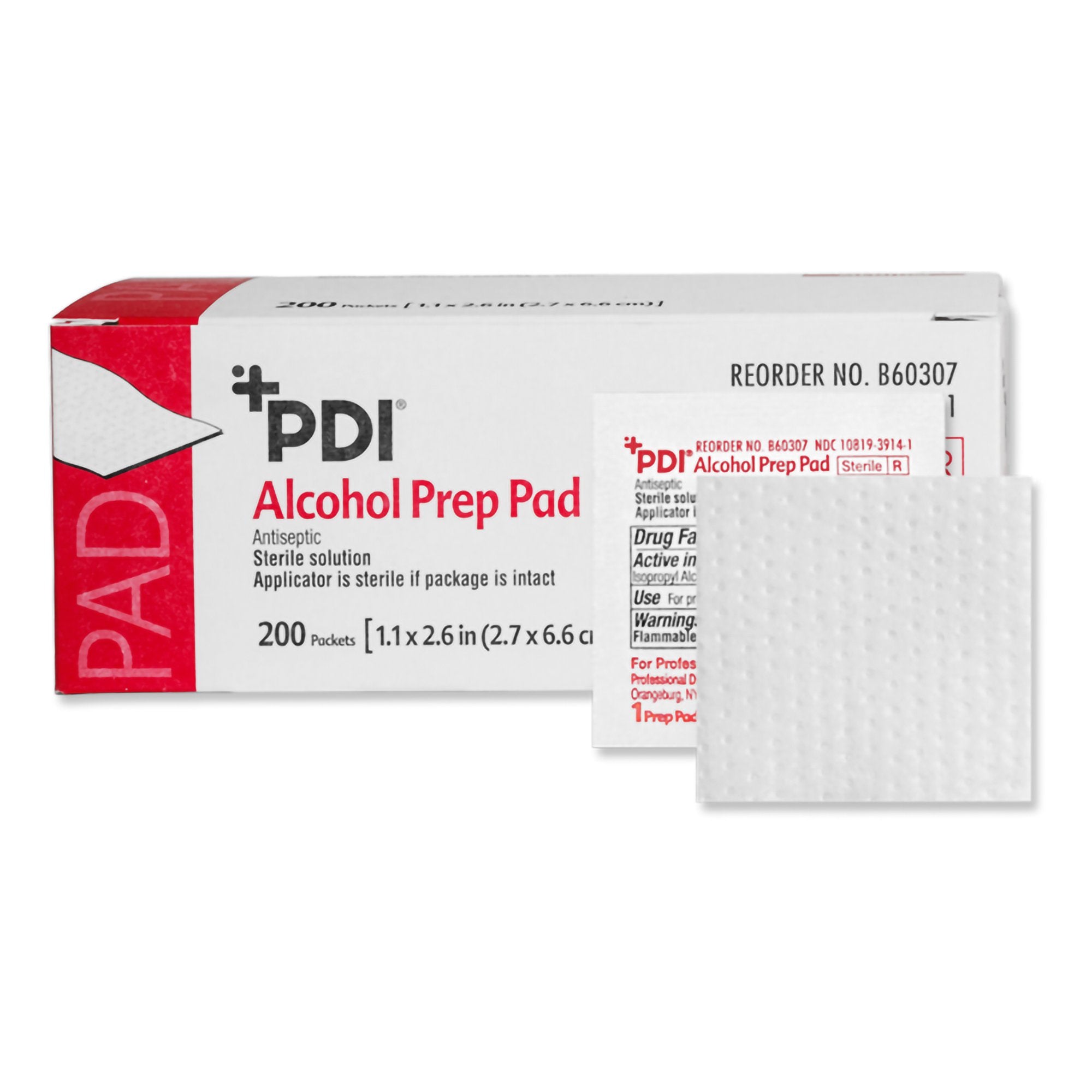 Alcohol Prep Pad PDI® 70% Strength Isopropyl Alcohol Individual Packet Medium Sterile