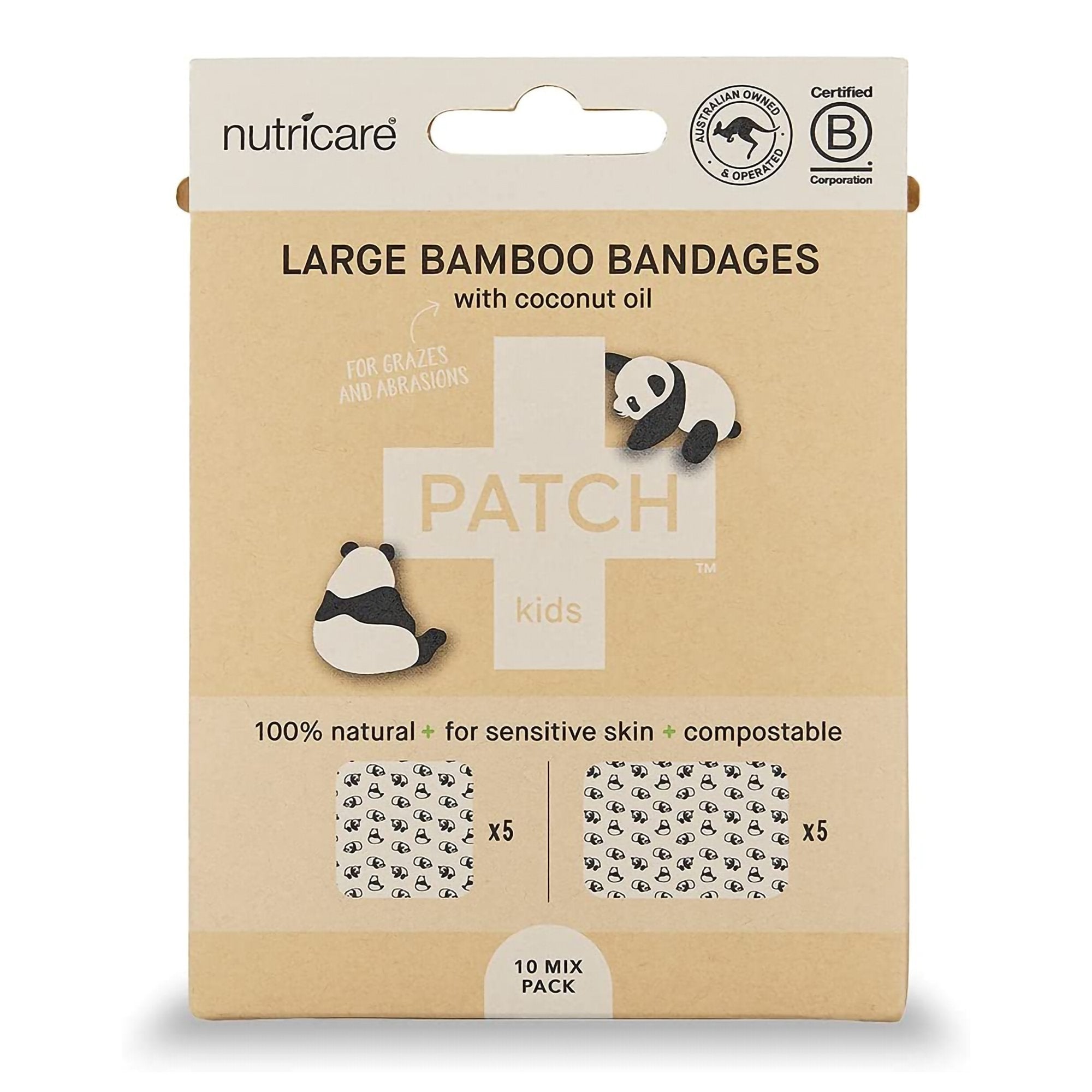 Adhesive Strip Patch™ Kids 2 X 3 Inch / 3 X 3 Inch Bamboo / Coconut Oil Rectangle / Square Kid Design (Panda) Sterile