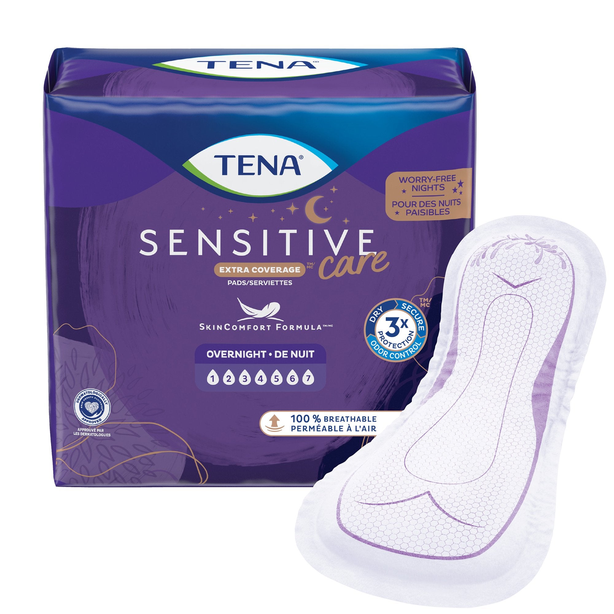 Bladder Control Pad TENA® Sensitive Care Extra Coverage 16 Inch Length Heavy Absorbency Superabsorbant Core One Size Fits Most