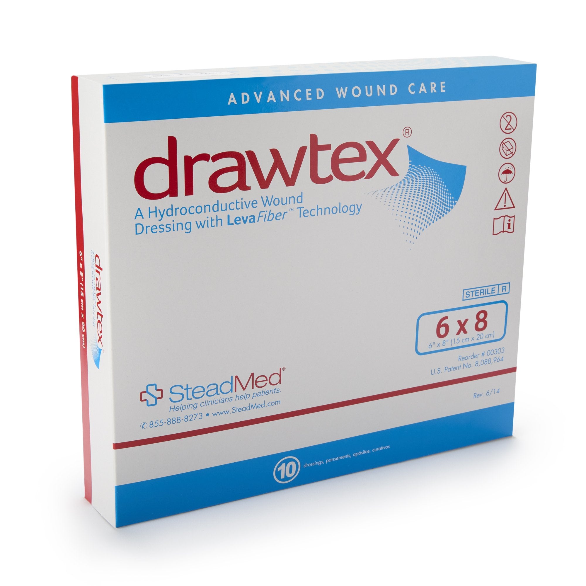 Hydroconductive Wound Dressing Drawtex® 6 X 8 Inch Rectangle