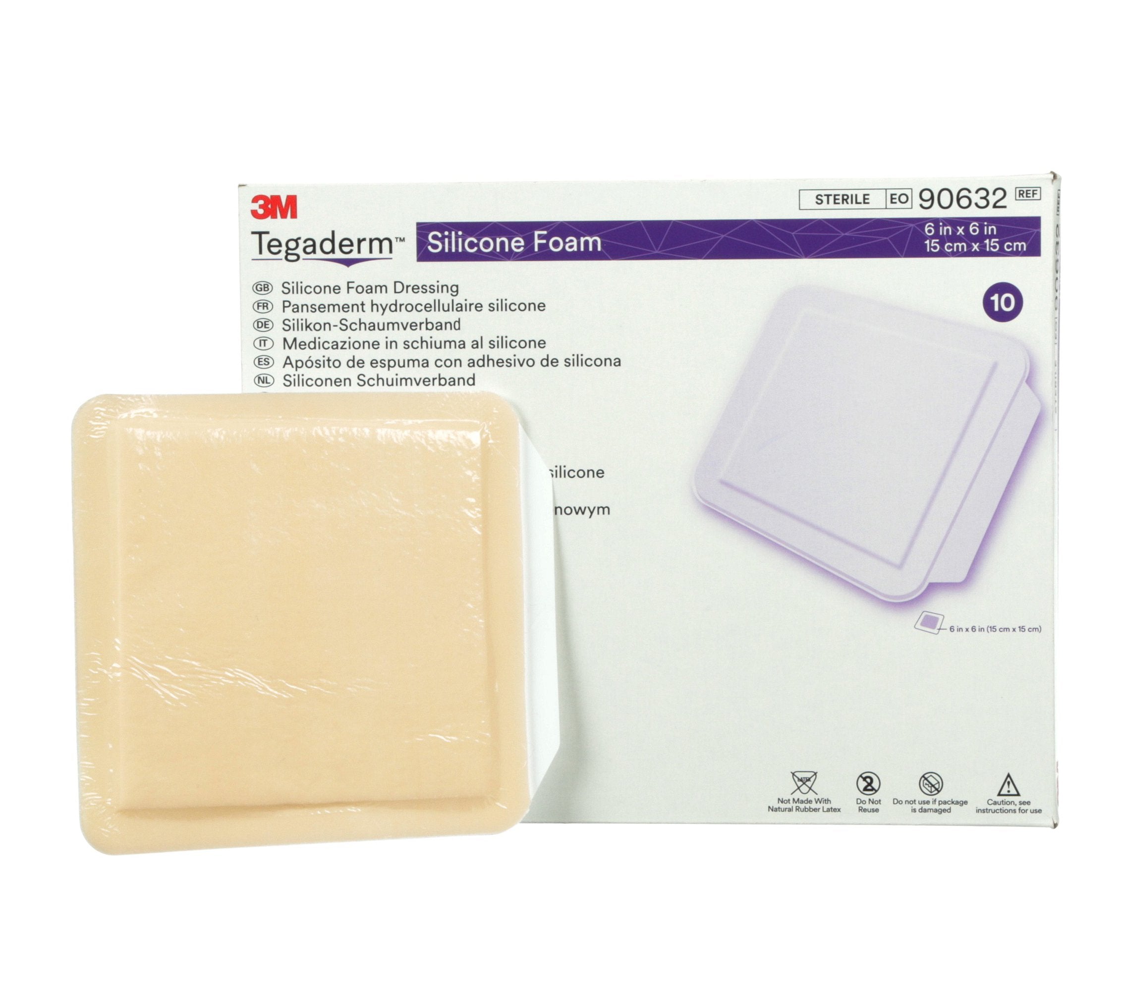 Foam Dressing 3M™ Tegaderm™ 4 X 4-1/4 Inch Without Border Film Backing Silicone Face Square Sterile