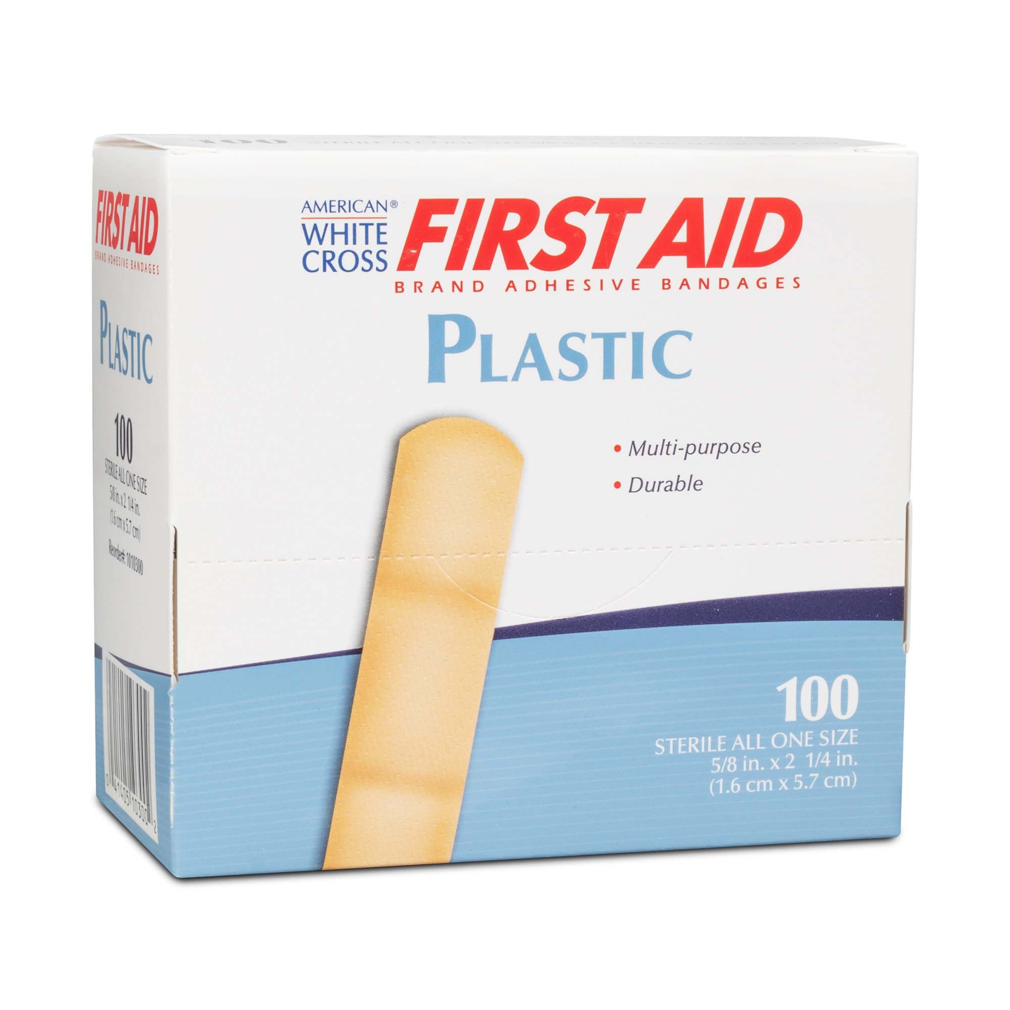Adhesive Strip American® White Cross 5/8 X 2-1/4 Inch Plastic Rectangle Tan Sterile