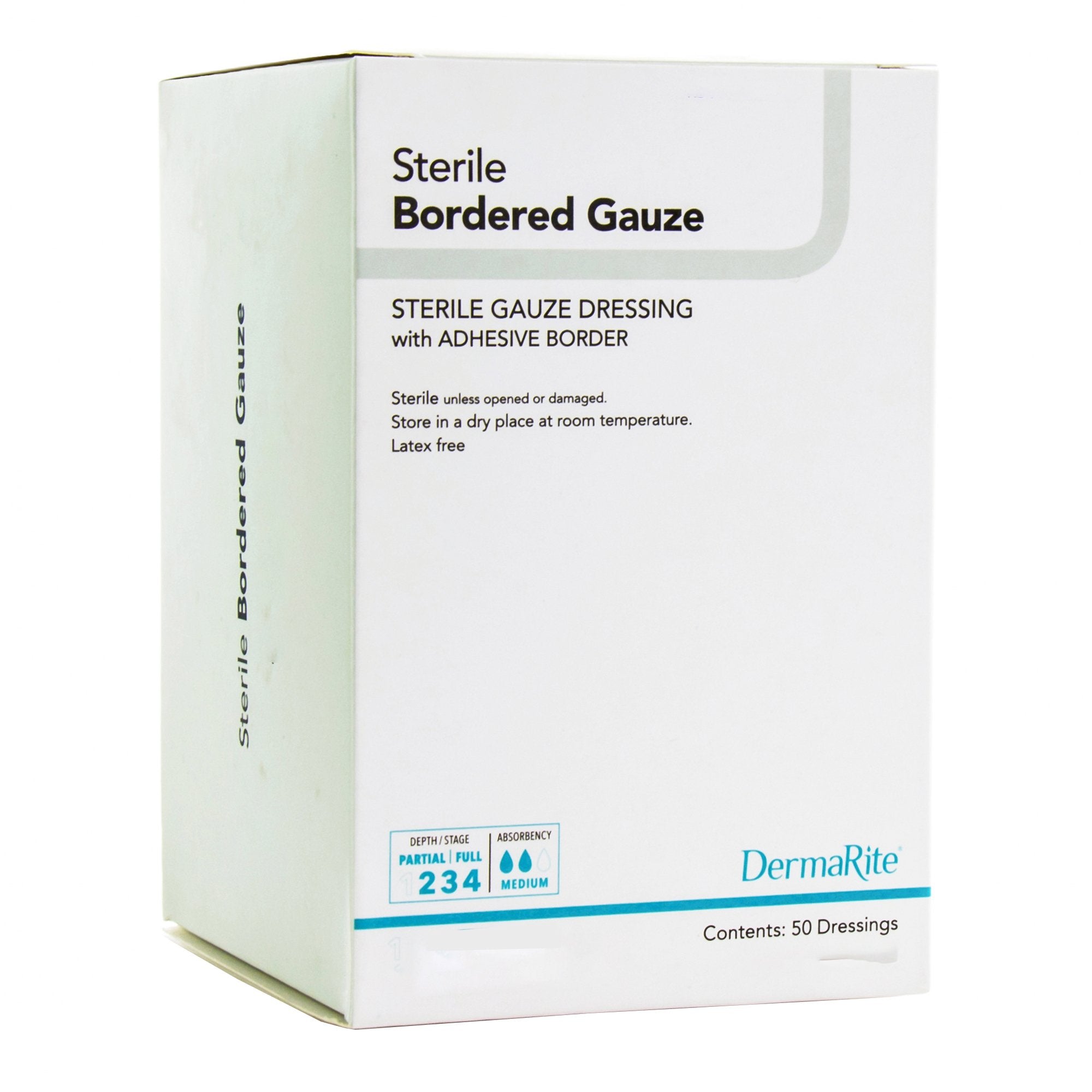 Adhesive Dressing DermaRite® Bordered Gauze 2 X 2 Inch Square Sterile