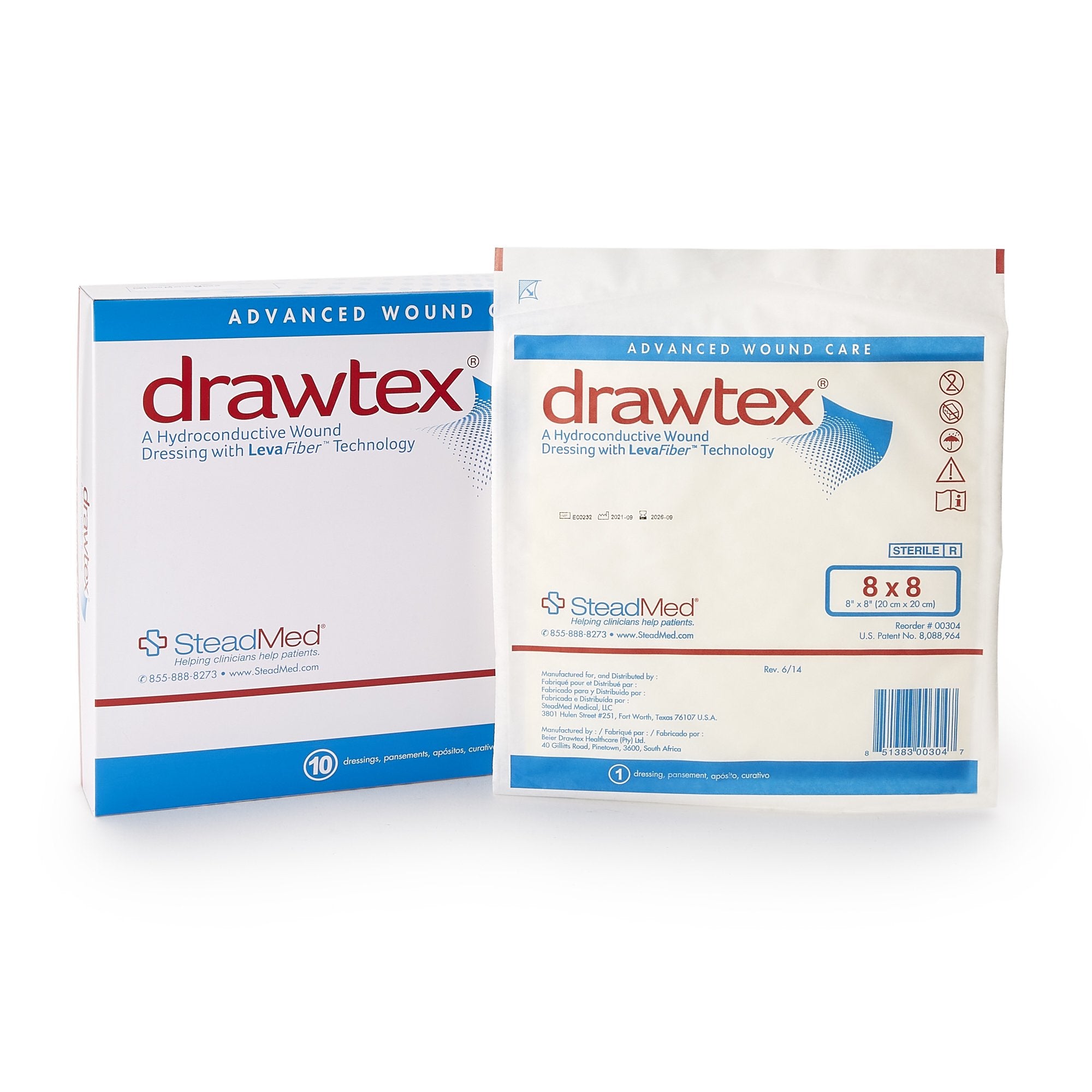 Hydroconductive Wound Dressing Drawtex® 8 X 8 Inch Square