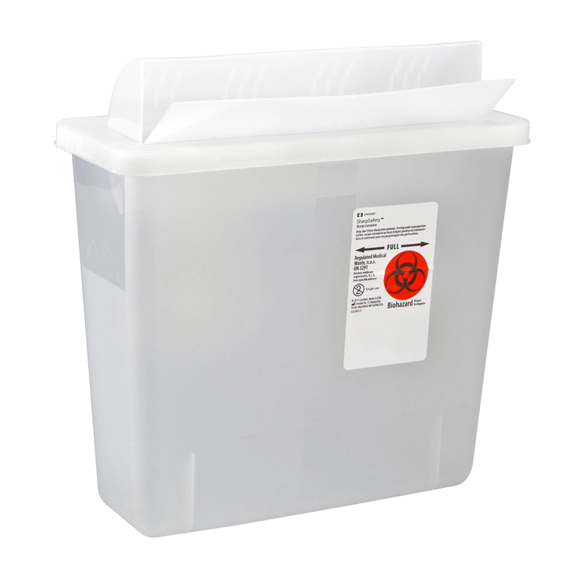 Sharps Container In-Room™ Translucent Base 16-1/4 H X 13-3/4 W X 6 D Inch Horizontal Entry 3 Gallon